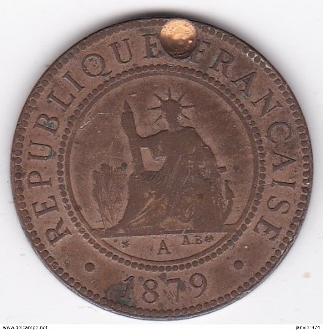 Cochinchine Française. 1 Centième 1879 A , En Bronze , Lec# 12 - Cochinchina