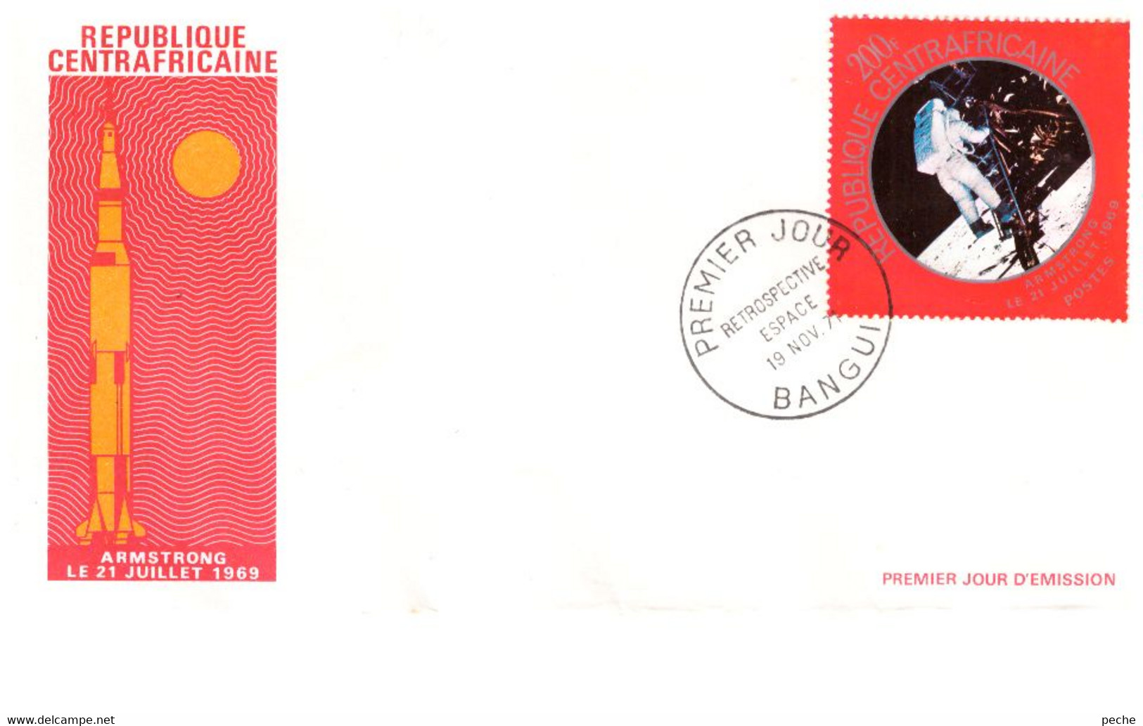 N°861 N -FDC République Centrafricaine -Armstrong- - Afrique