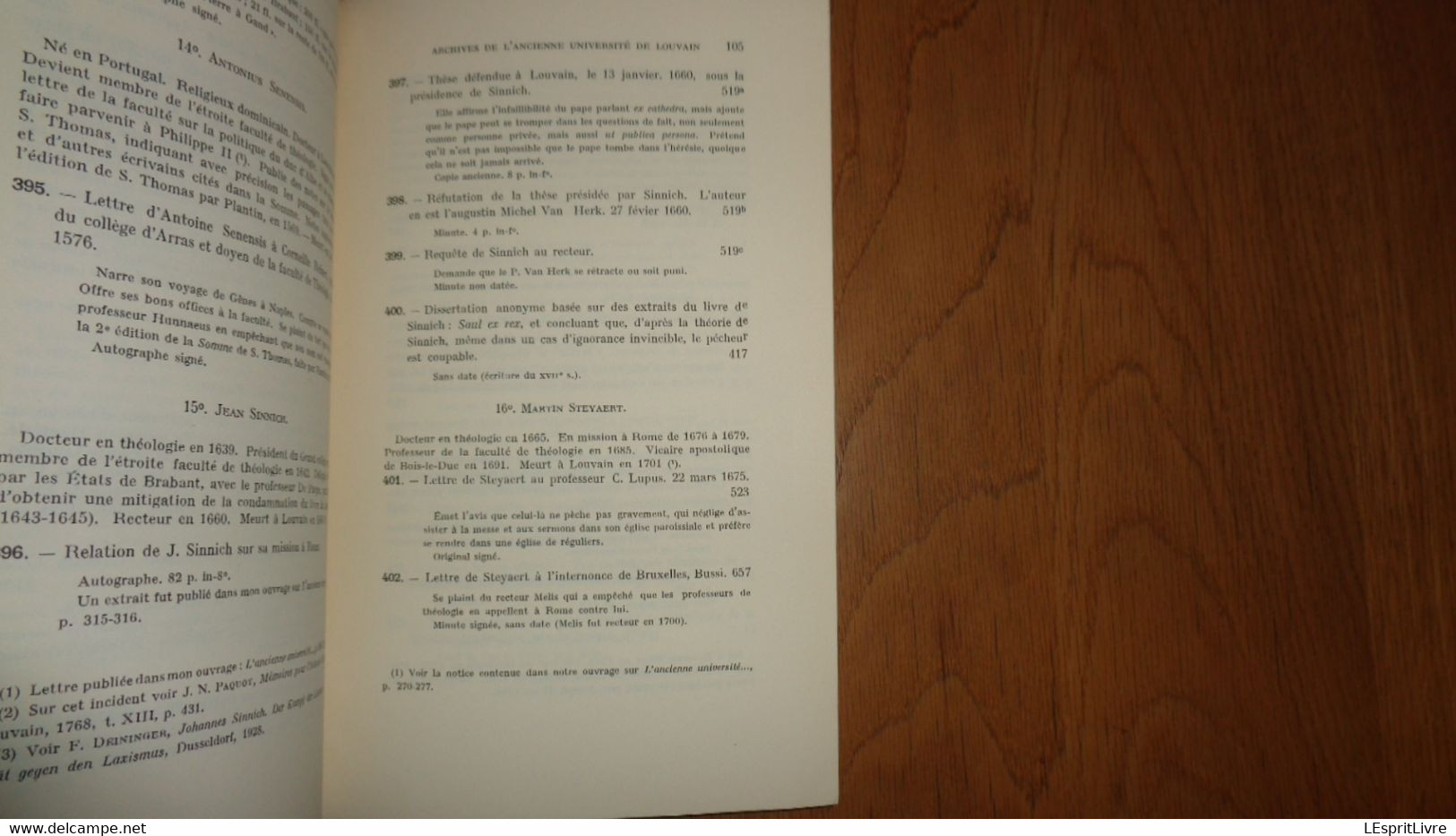 INVENTAIRE DE PIECES D'ARCHIVES PROVENANT DE L'ANCIENNE UNIVERSITE DE LOUVAIN Régionalisme Leuven Histoire Archive - Belgique