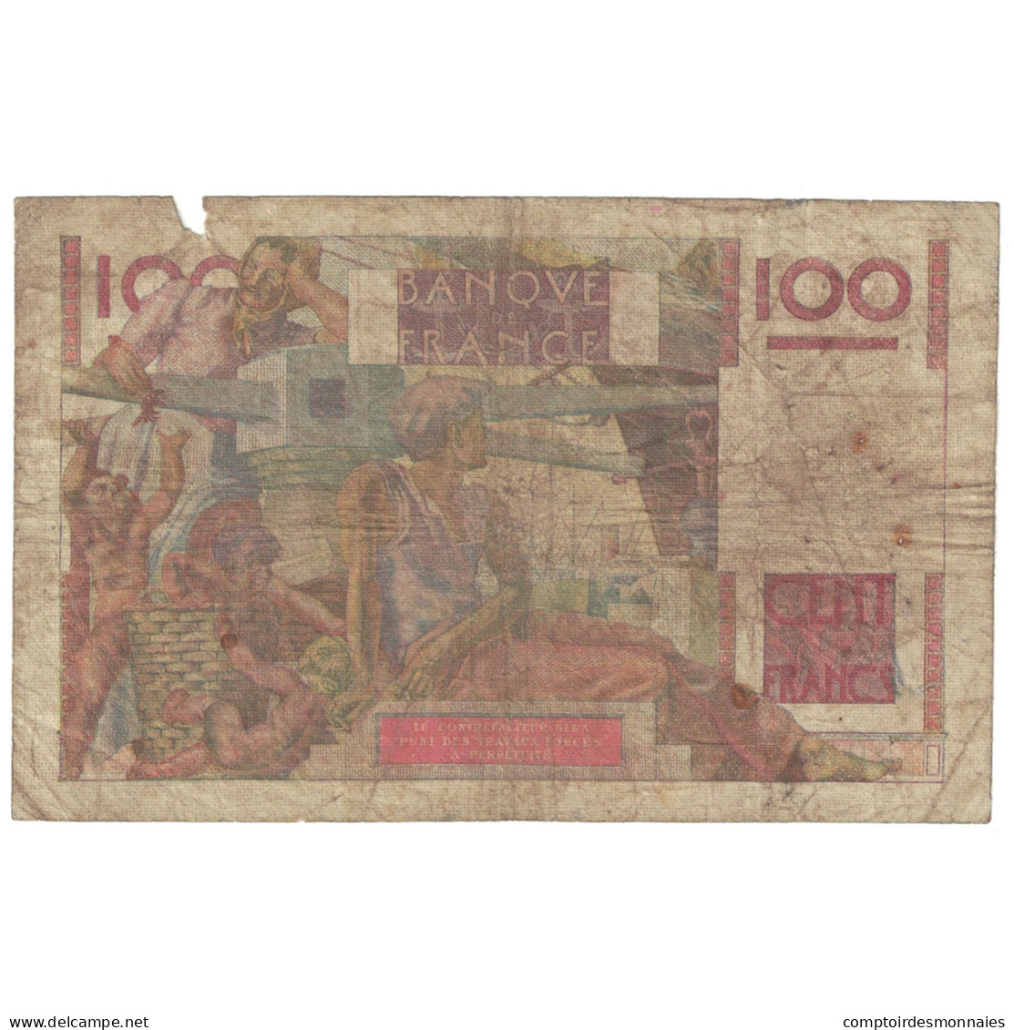 France, 100 Francs, Jeune Paysan, 1948, R.233, B, Fayette:28.17, KM:128b - 100 F 1945-1954 ''Jeune Paysan''