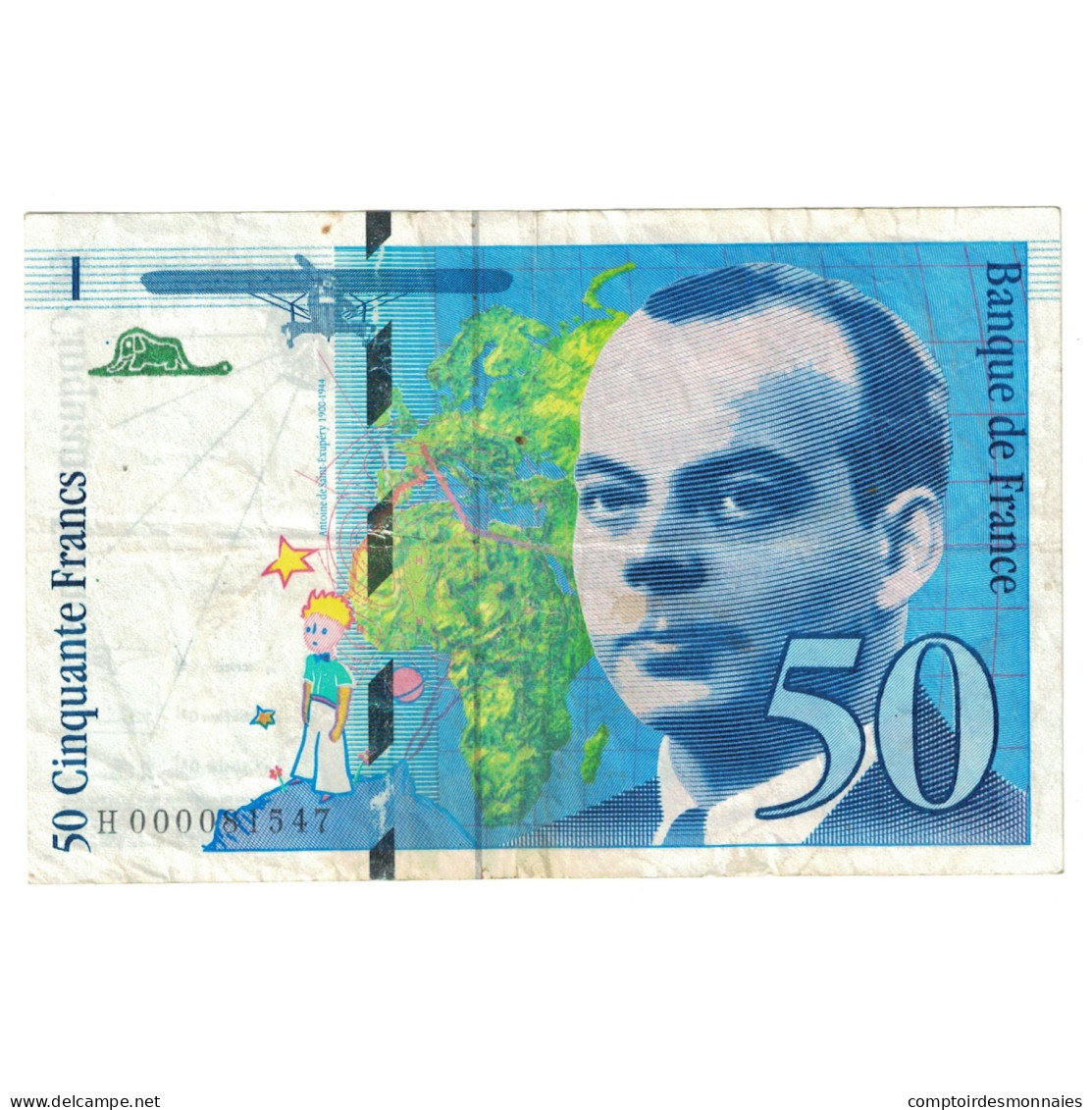 France, 50 Francs, St Exupéry, 1992, H 000081547, TB+, Fayette:72.01a, KM:157a - 50 F 1992-1999 ''St Exupéry''