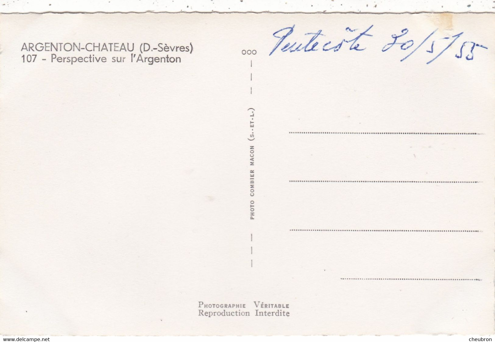 79. ARGENTON CHATEAU.  PERSPECTIVE SUR L'ARGENTON. LAVOIR. ANNEE 1955 - Argenton Chateau
