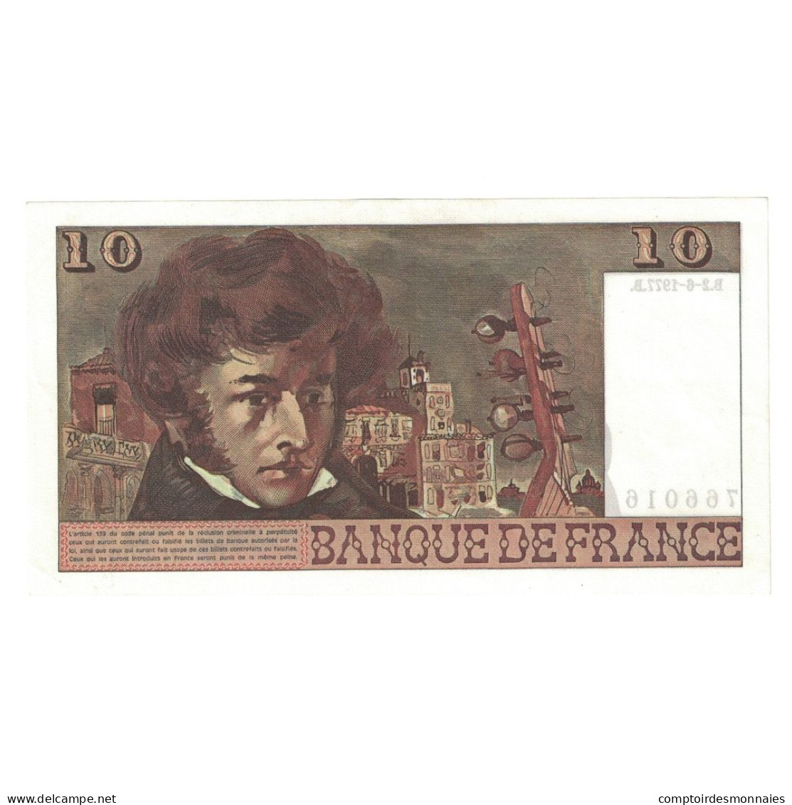 France, 10 Francs, Berlioz, 1977, 1977-06-02, SPL+, Fayette:63.22, KM:150c - 10 F 1972-1978 ''Berlioz''