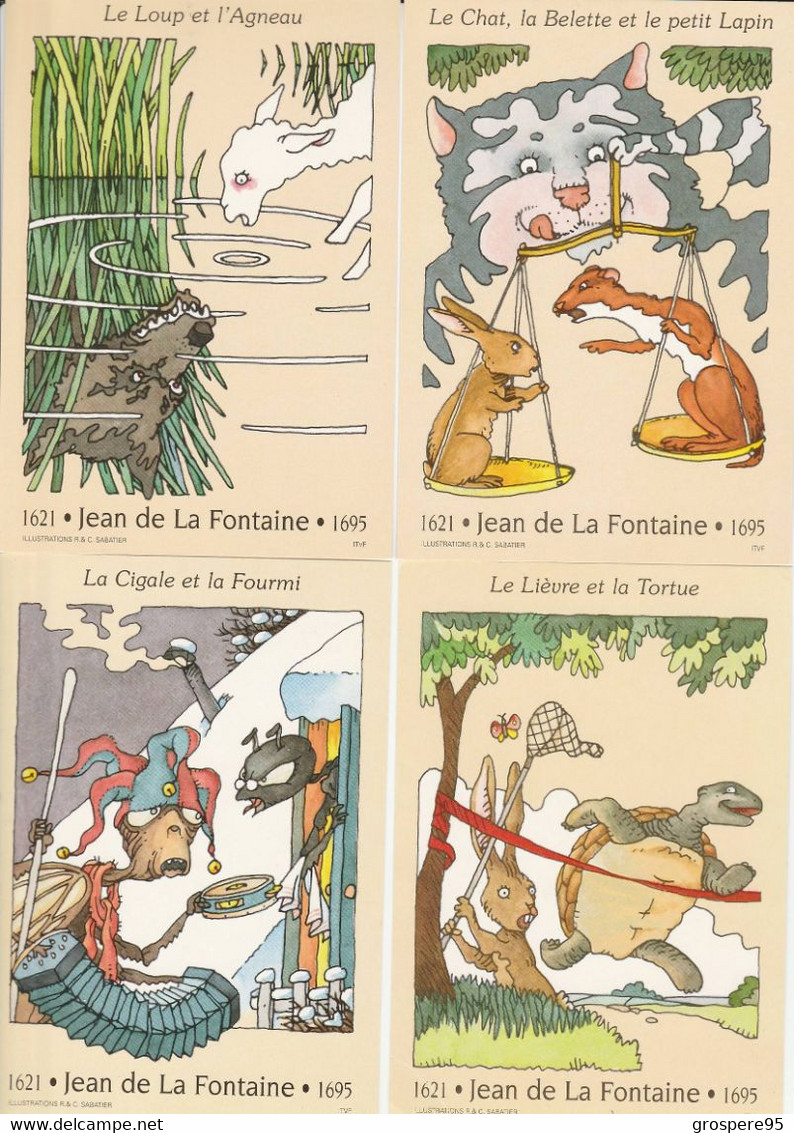 JEAN DE LA FONTAINE LOT 6 CARTES POSTALES TIMBREES ILLUSTREES LES FABLES - Cuentos, Fabulas Y Leyendas