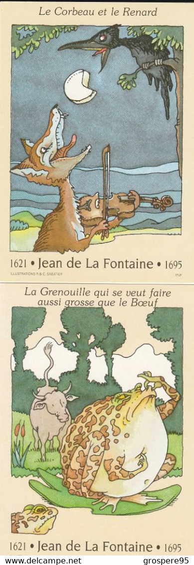 JEAN DE LA FONTAINE LOT 6 CARTES POSTALES TIMBREES ILLUSTREES LES FABLES - Vertellingen, Fabels & Legenden