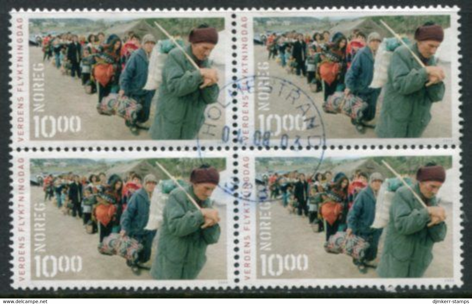 NORWAY 2003 World Refugee Day 10 Kr. Block Of 4, Used.  Michel  1470 - Gebraucht