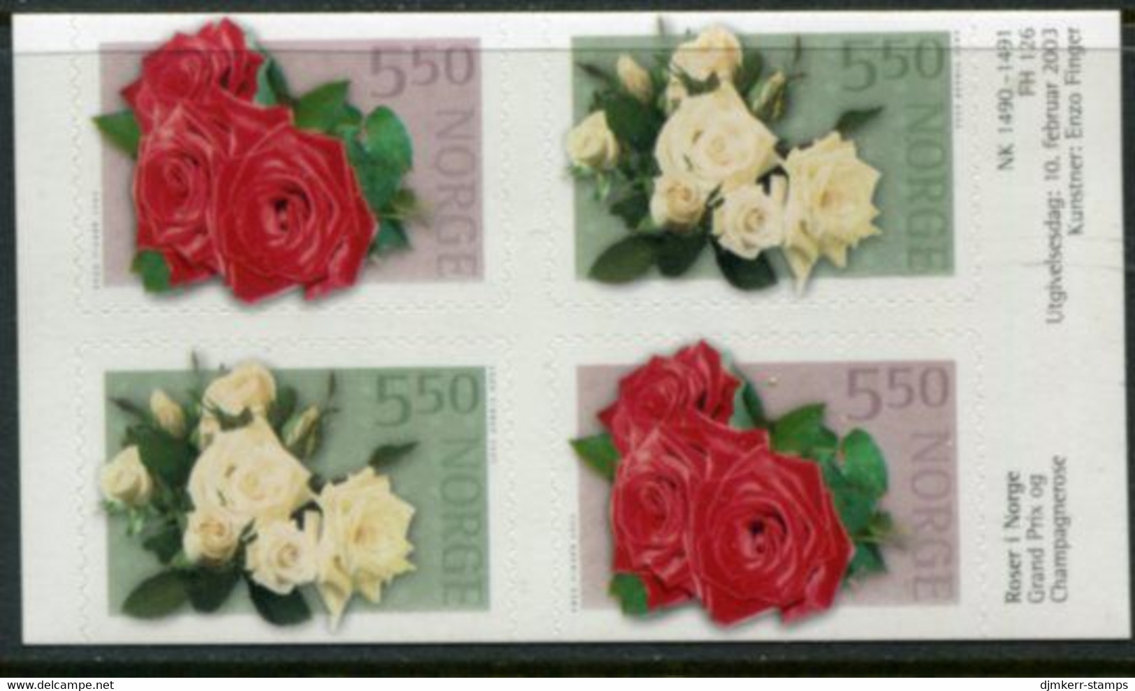 NORWAY 2003 Roses Pairs In Block MNH / **.  Michel  1455-56 Do-Du - Nuevos