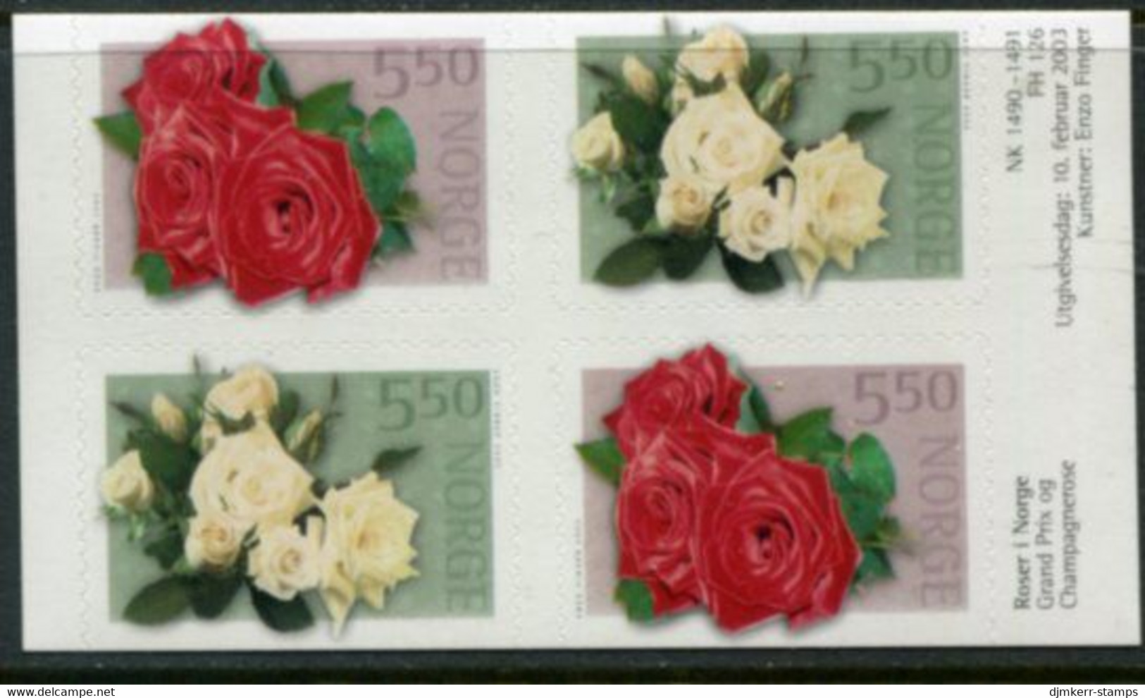 NORWAY 2003 Roses Pairs In Block MNH / **.  Michel  1455-56 Do-Du - Neufs