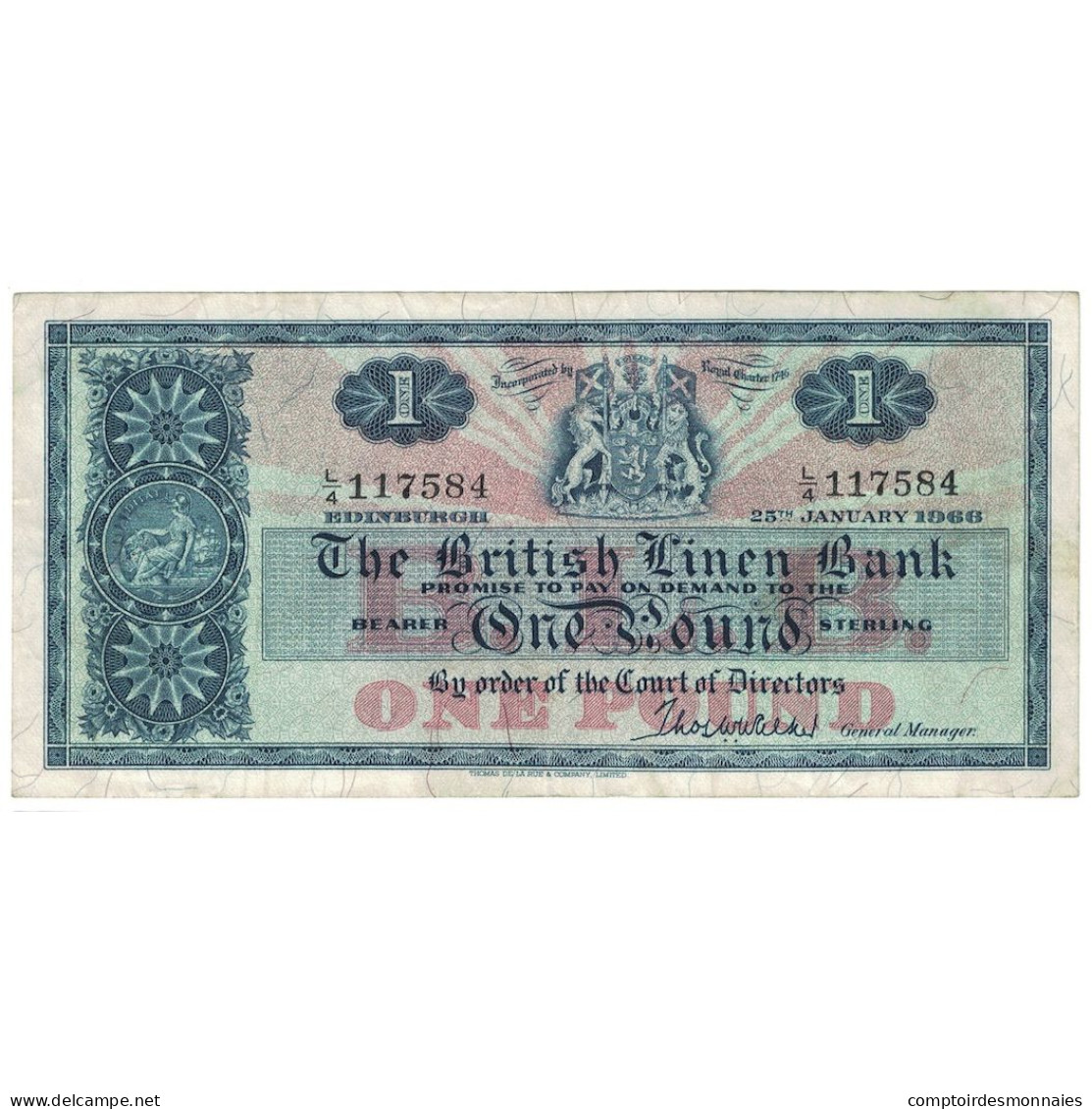 Billet, Scotland, 1 Pound, 1966, 1966-01-25, KM:166c, TTB - 1 Pond