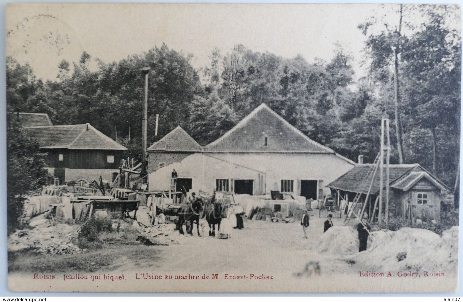 C. P. A. : Hainaut, Honnelles : ROISIN (Caillou Qui Bique) : L'Usine Au Marbre De M. Ernest Pochez, Timbre En 1902 - Honnelles