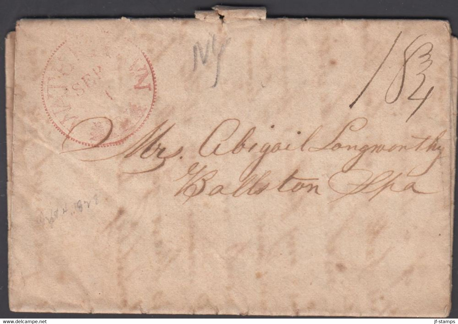 1828. USA. WATERTOWN VILLAGE SEP 1 1828. Manuscript 18 4. Interesting Cover And Contents.  - JF428323 - …-1845 Prephilately