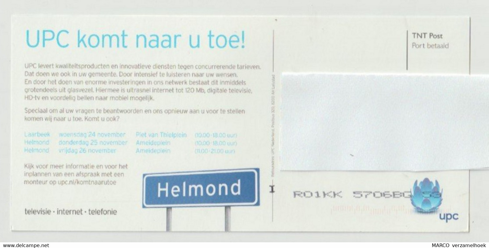 Postcard-ansichtkaart: UPC Komt Naar U Toe! Helmond (NL) - Helmond