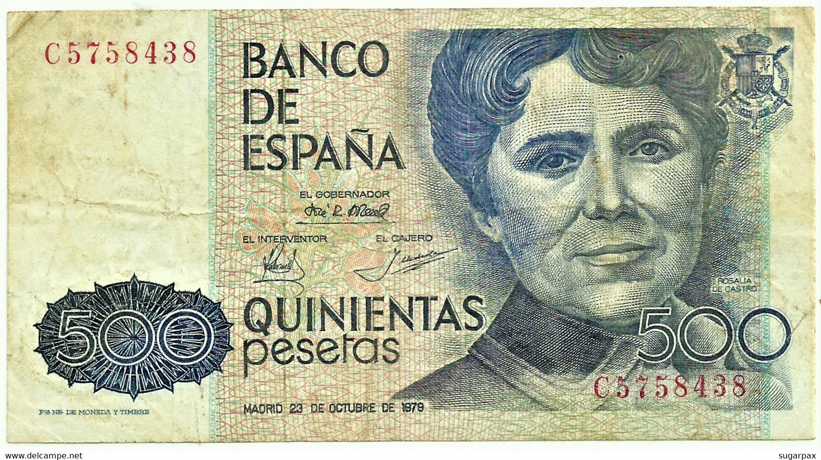 ESPAÑA - 500 Pesetas - 23.10.1979 ( 1983 ) - Pick 157 - Serie C - Rosalia De Castro - 500 Pesetas