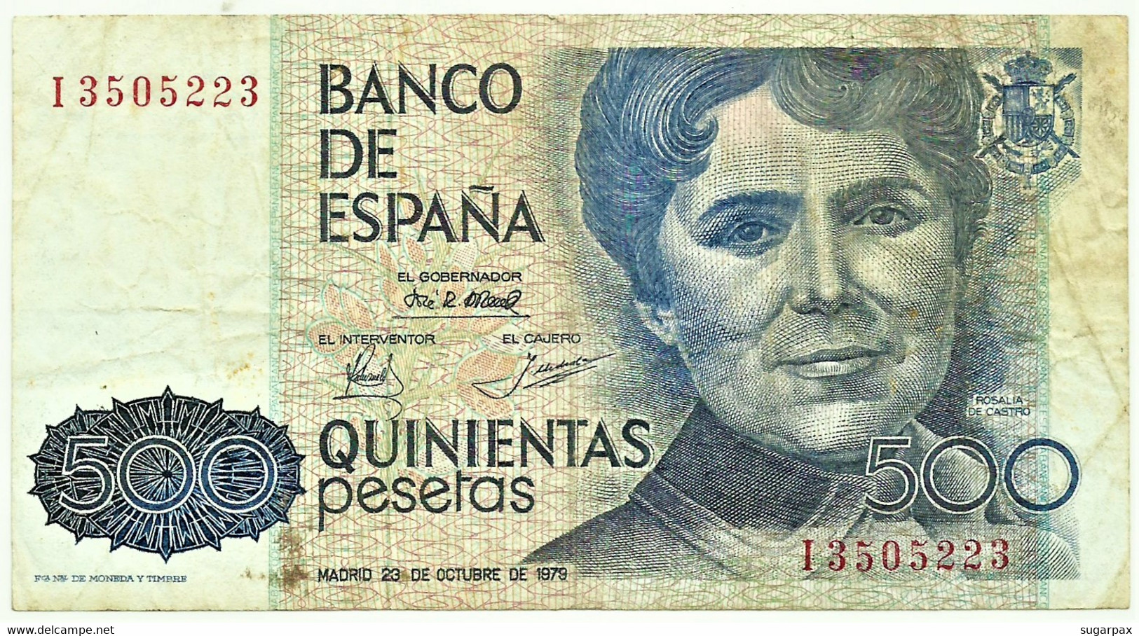 ESPAÑA - 500 Pesetas - 23.10.1979 ( 1983 ) - Pick 157 - Serie I - Rosalia De Castro - 500 Pesetas