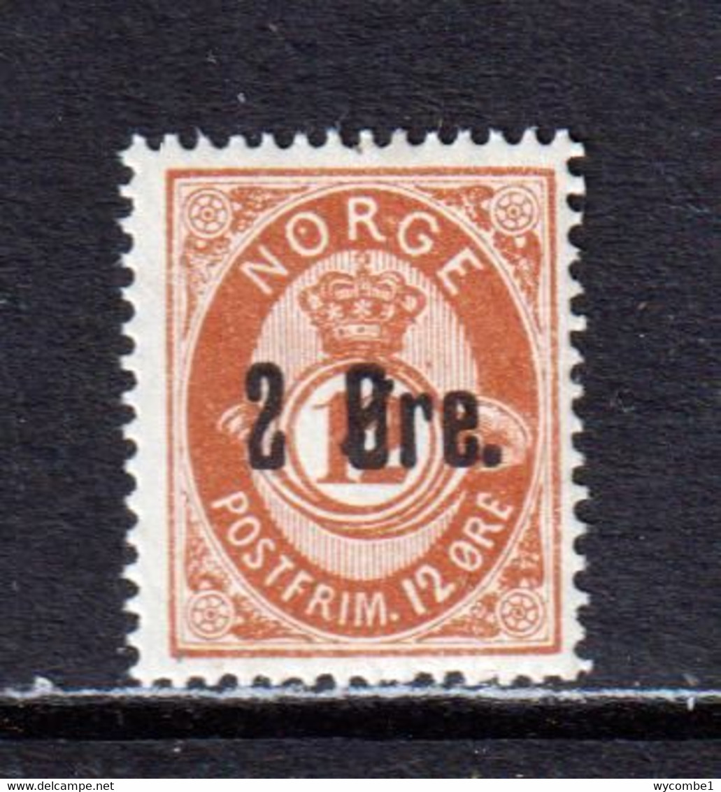 NORWAY - 1888 Posthorn Surcharge 2o On 12o Mounted Hinged Mint - Ongebruikt