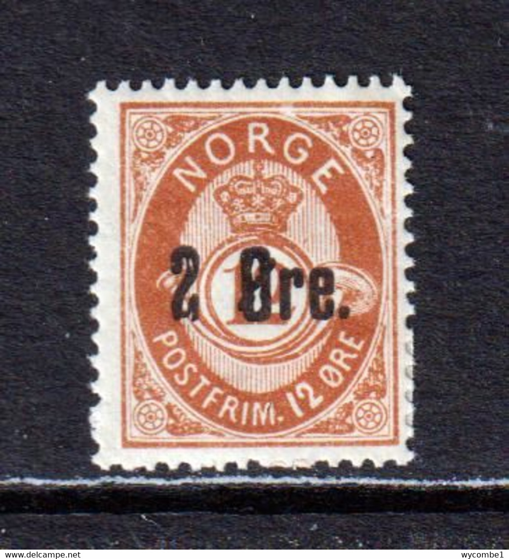 NORWAY - 1888 Posthorn Surcharge 2o On 12o Mounted Hinged Mint - Neufs