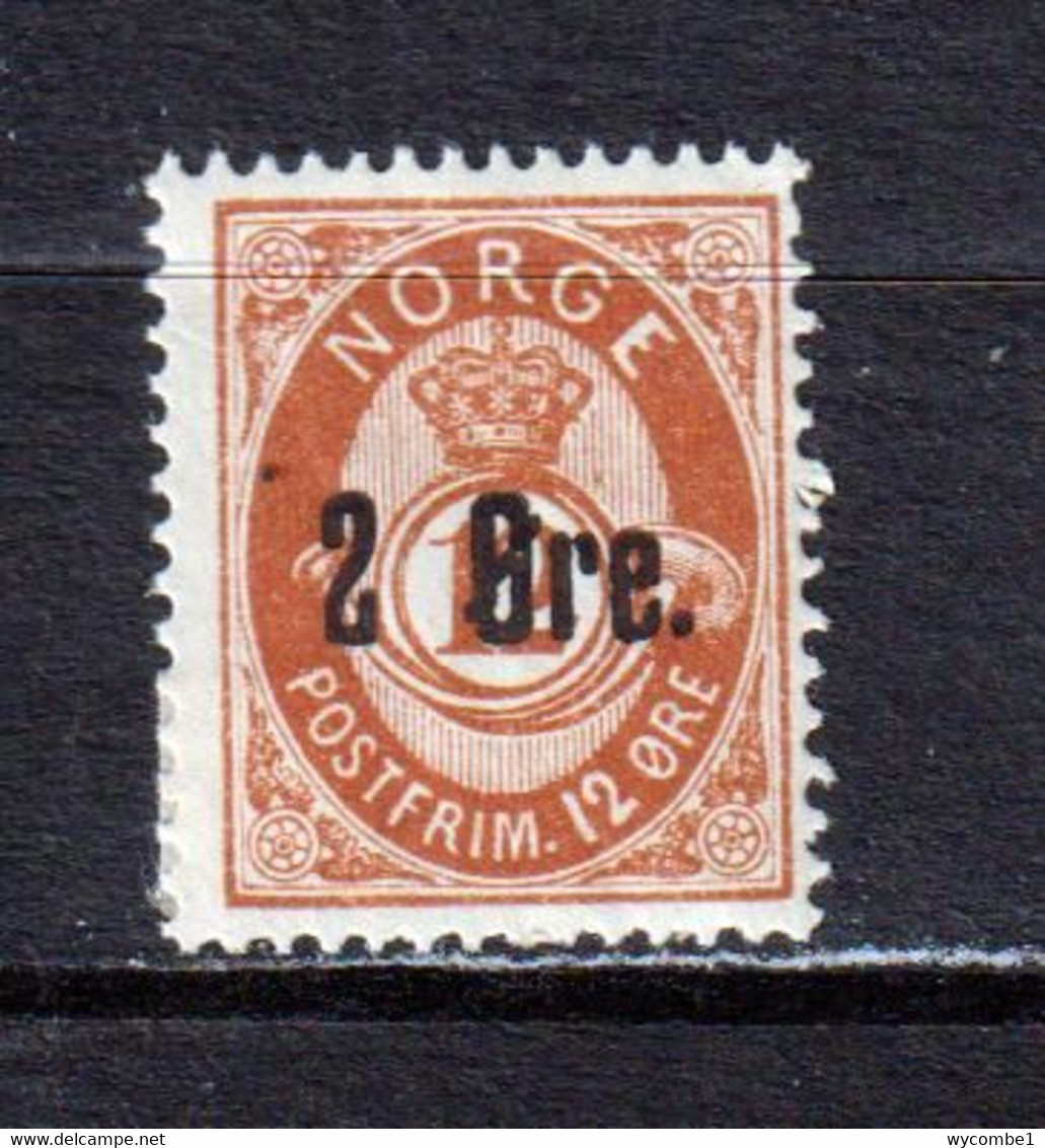 NORWAY - 1888 Posthorn Surcharge 2o On 12o Mounted Hinged Mint - Neufs