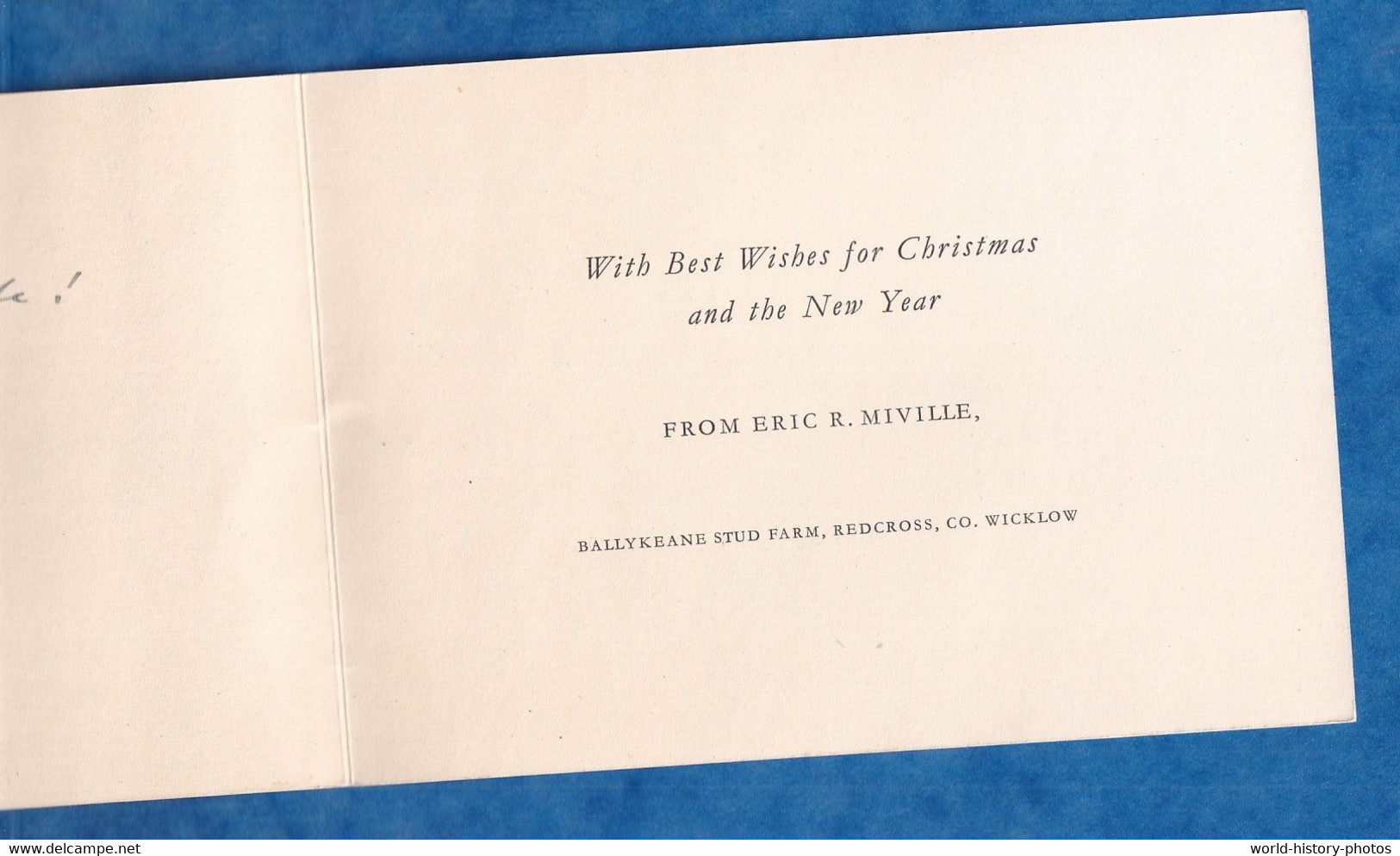 Carte Ancienne Qui S'ouvre - WICKLOW - Ballykeane Stud Farm - Best Wishes For Christmas From Eric R. MIVILLE - Wicklow