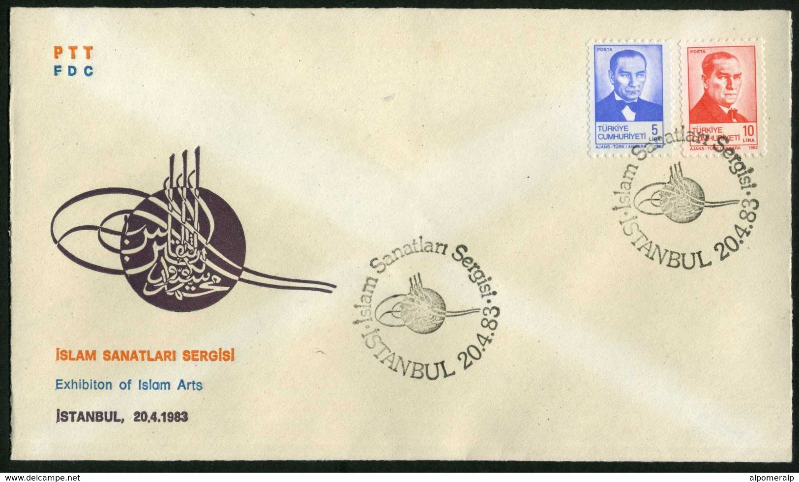 Türkiye 1983 Exhibition Of Islam Arts | Tughra, Special Cover - Brieven En Documenten