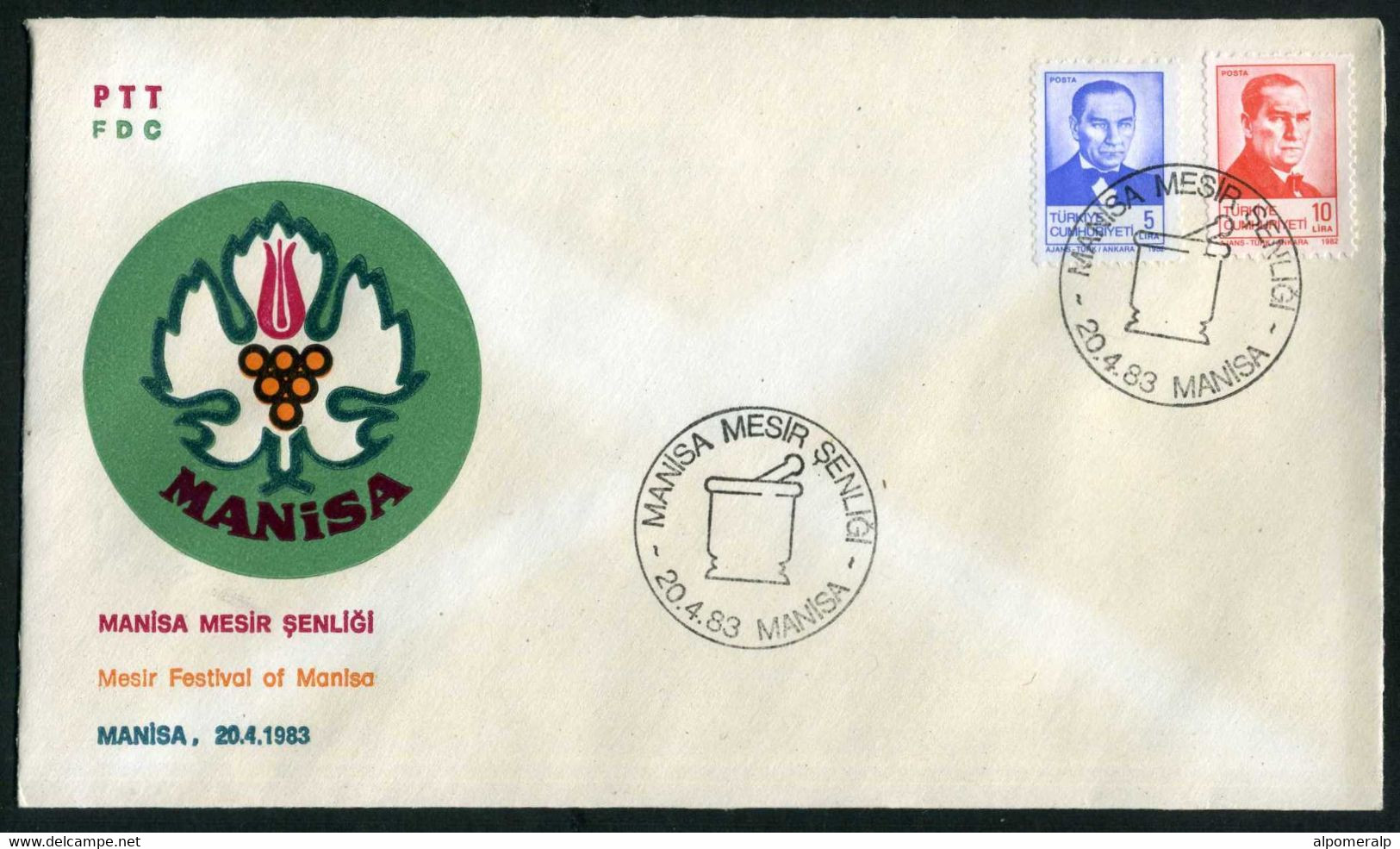 Türkiye 1983 Mesir Festival Of Manisa, Special Cover - Briefe U. Dokumente