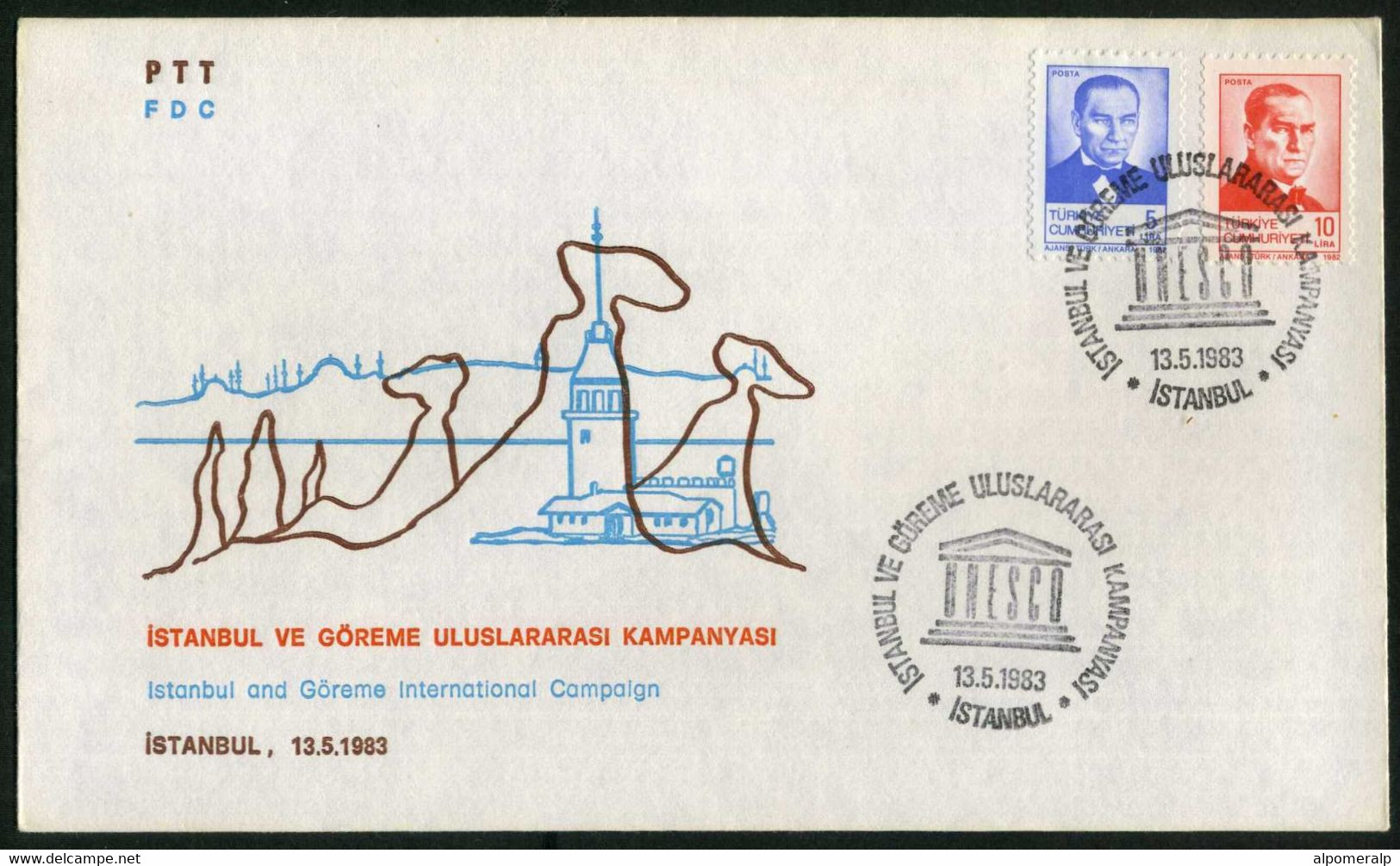 Türkiye 1983 UNESCO, Istanbul And Göreme International Campaign, Special Cover - Covers & Documents