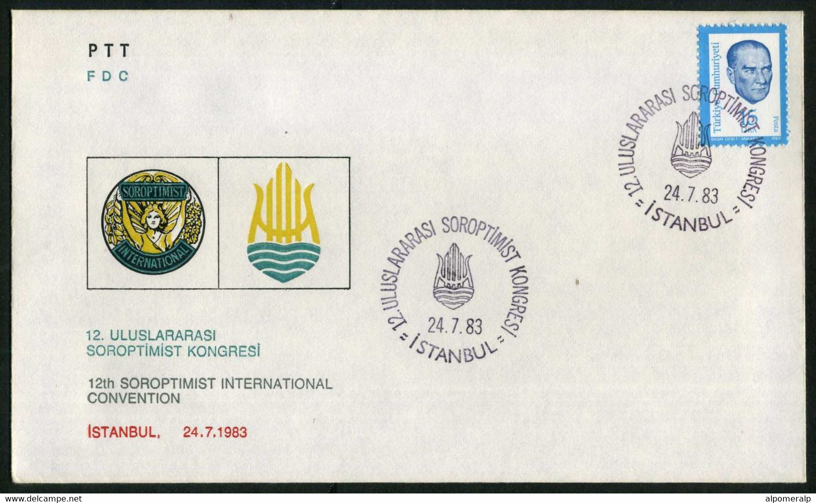 Türkiye 1983 12th Soroptimist International Convention, Special Cover - Lettres & Documents