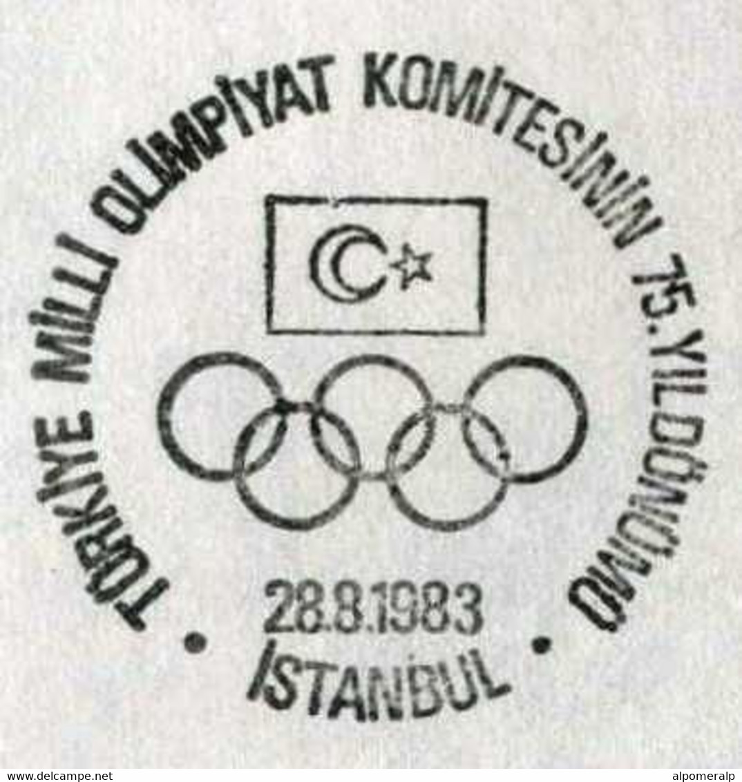 Türkiye 1983 Turkish National Olympic Committee, 75th Anniversary | Olympic Rings, Flag, Special Cover - Lettres & Documents