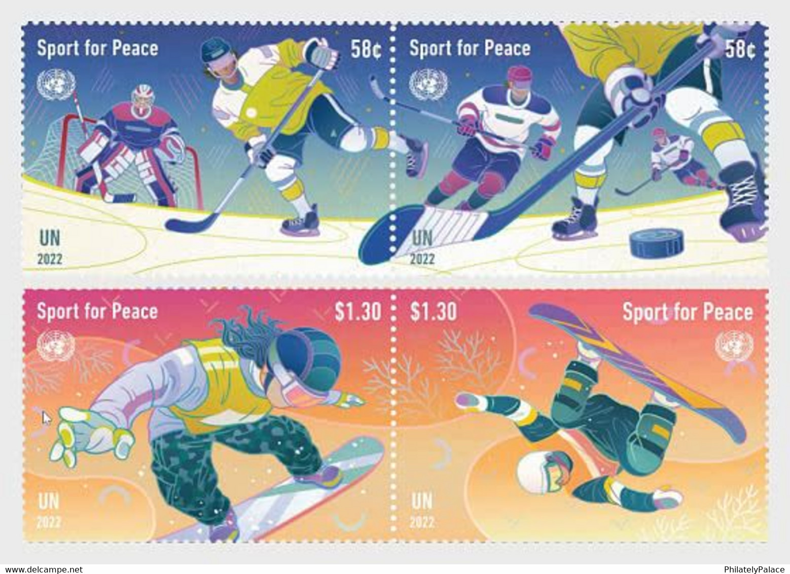 2022 UN New *** United Nations (New York) 2022 Sport For Peace Olympic Olympics Ice Hockey Skating 4v MNH (**) - Nuevos