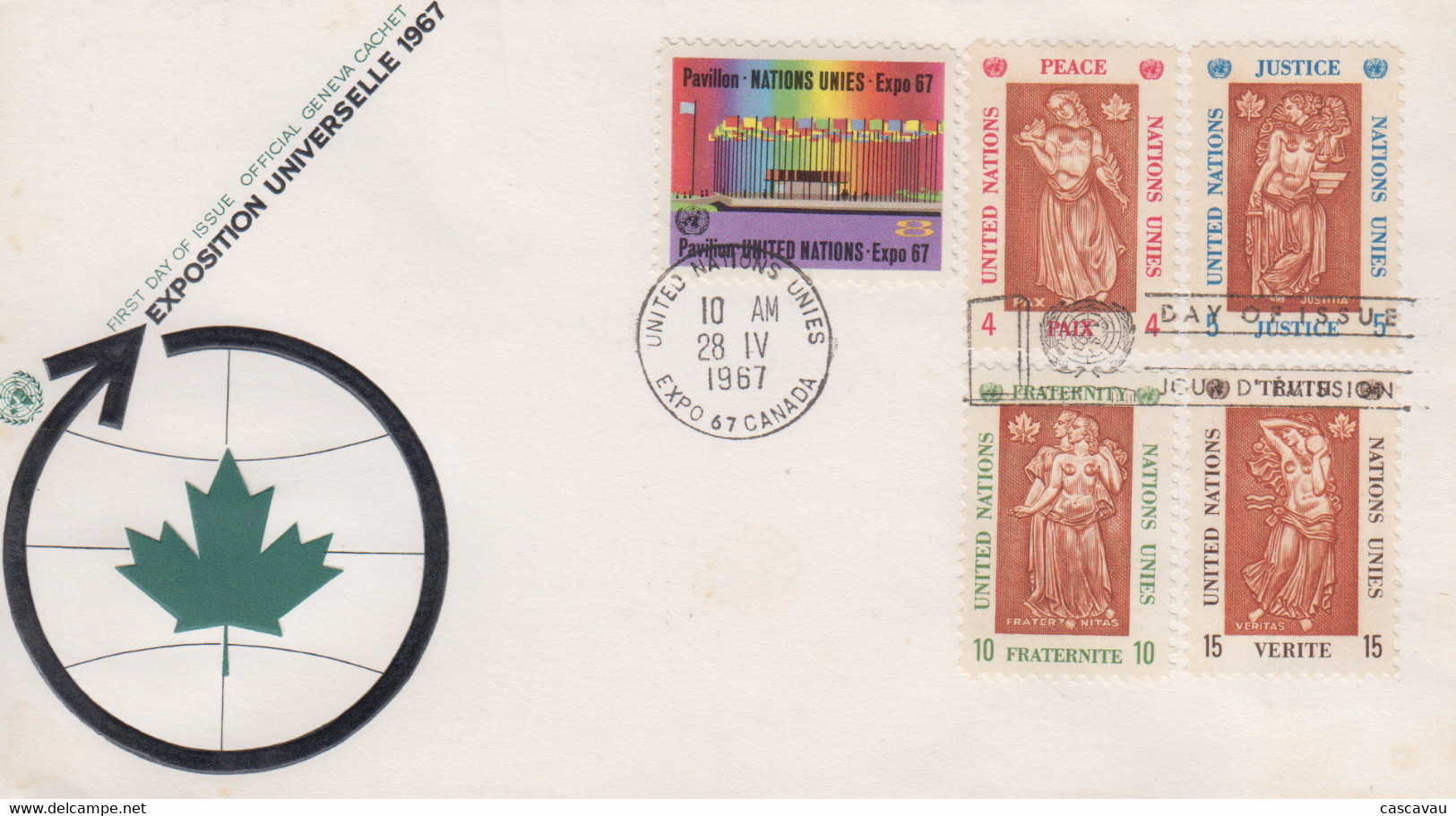 Enveloppe  FDC   1er  Jour    NATIONS  UNIES     Exposition  Universelle   MONTREAL   1967 - 1967 – Montreal (Canada)