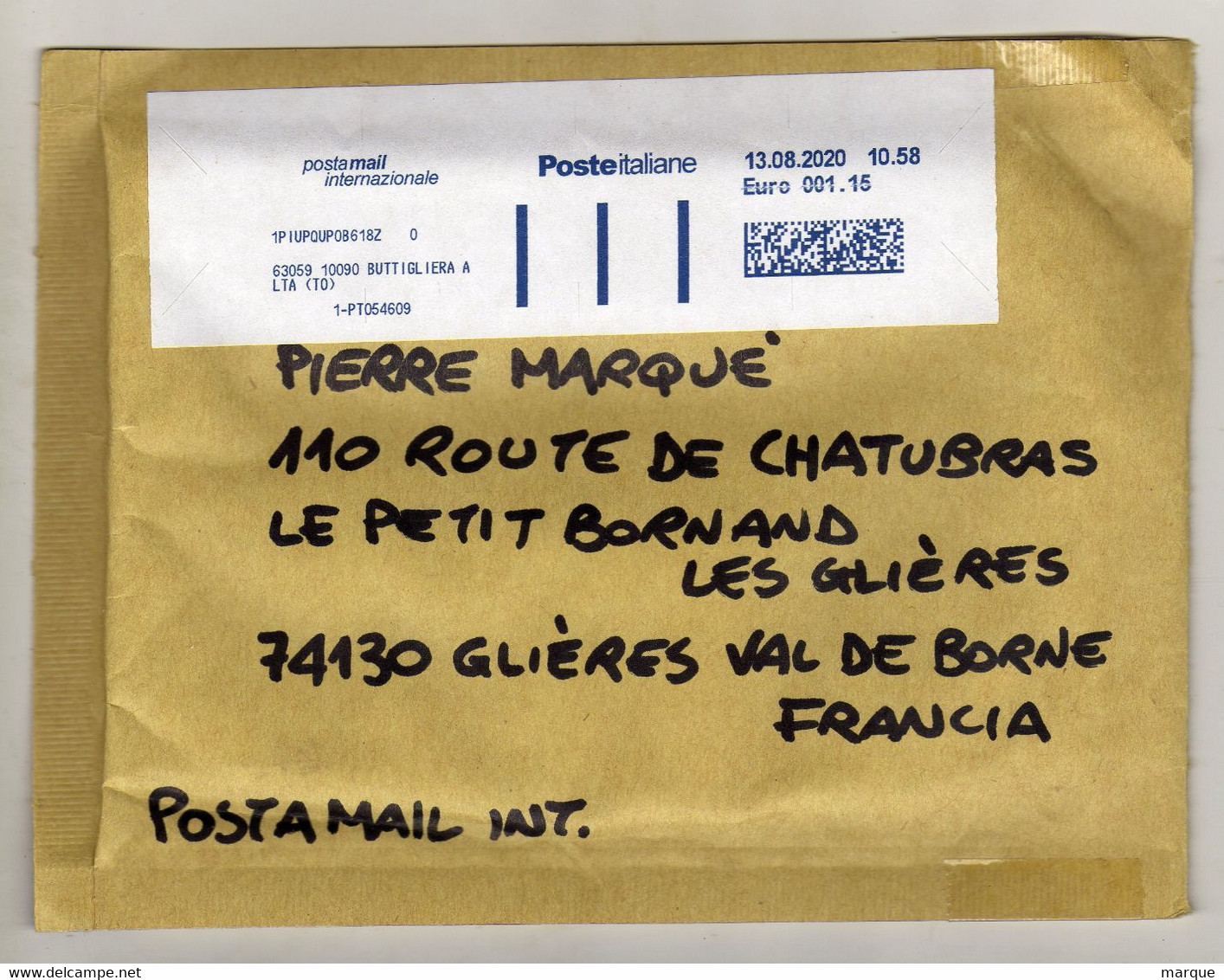 Enveloppe à Bulles ITALIE Avec Vignette D' Affranchissement Oblitération POSTE ITALIENNE 13/08/2020 - 2021-...: Gebraucht