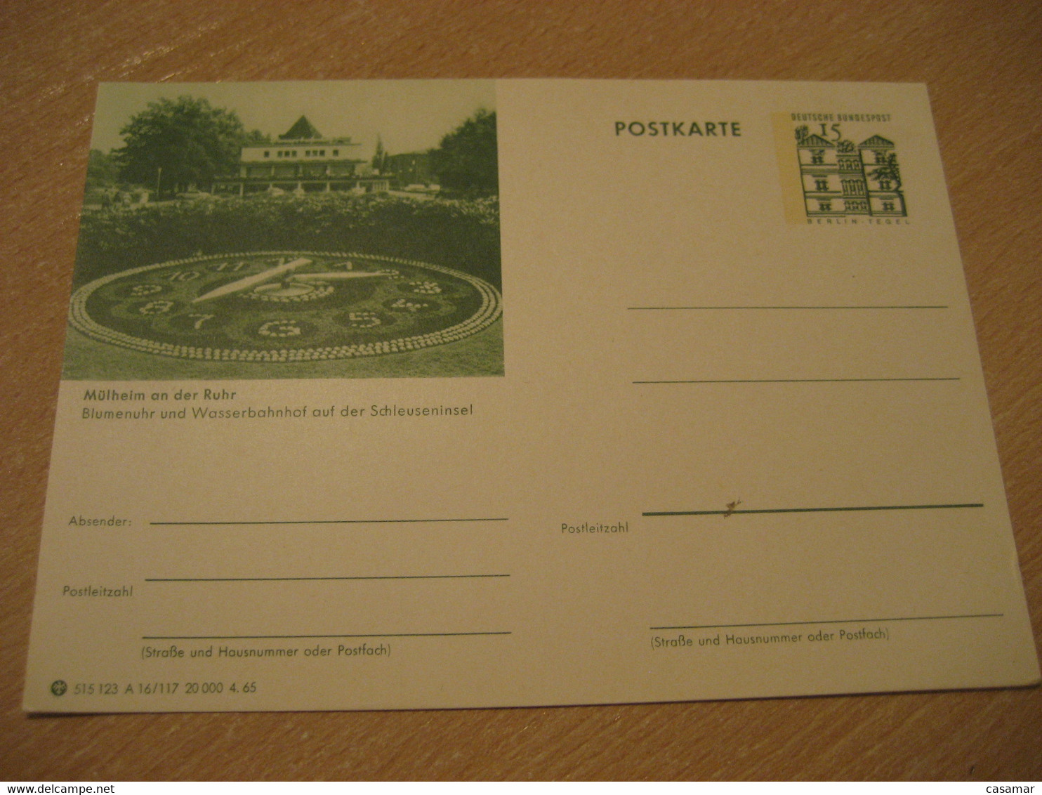 MULHEIM AN DER RUHR Flower Clock And Water Station On Schleuseninsel Thermal Health Sante Postal Stationery Card GERMANY - Kuurwezen