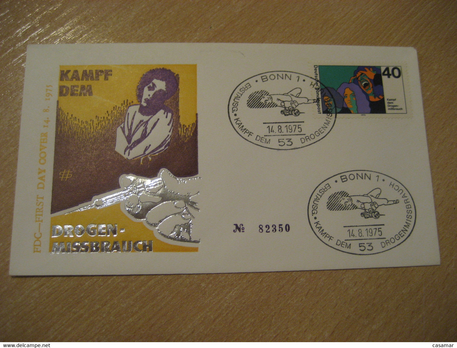 BONN 1975 Yvert 713 Fight Drug Abuse Toxicomanie Drogenmissbrauch Medicine Health Sante FDC Cancel Cover GERMANY - Drugs