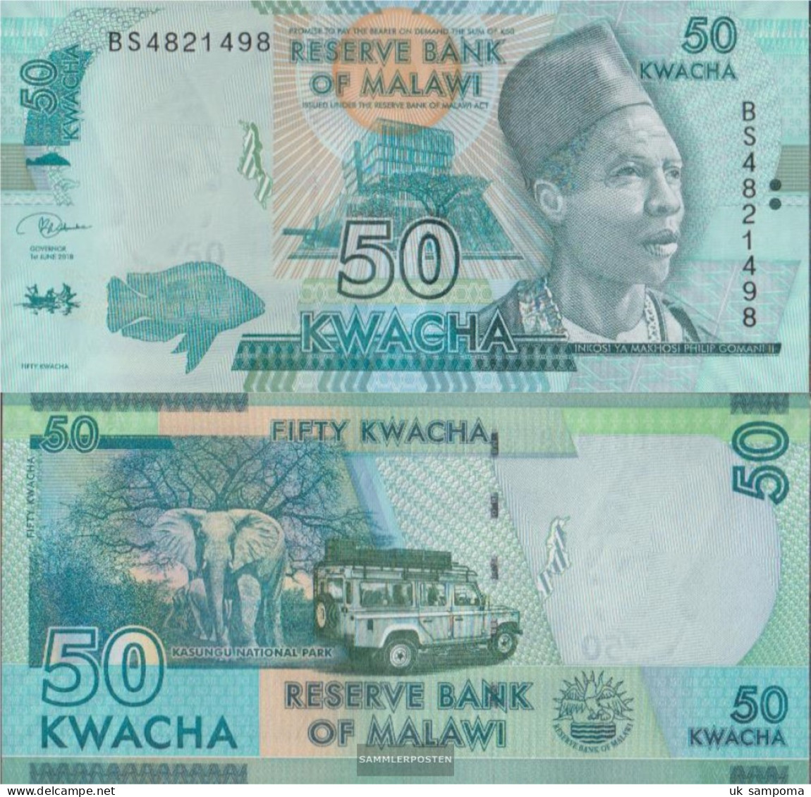 Malawi Pick-number: 64 (2018) Uncirculated 2018 50 Kwacha - Malawi