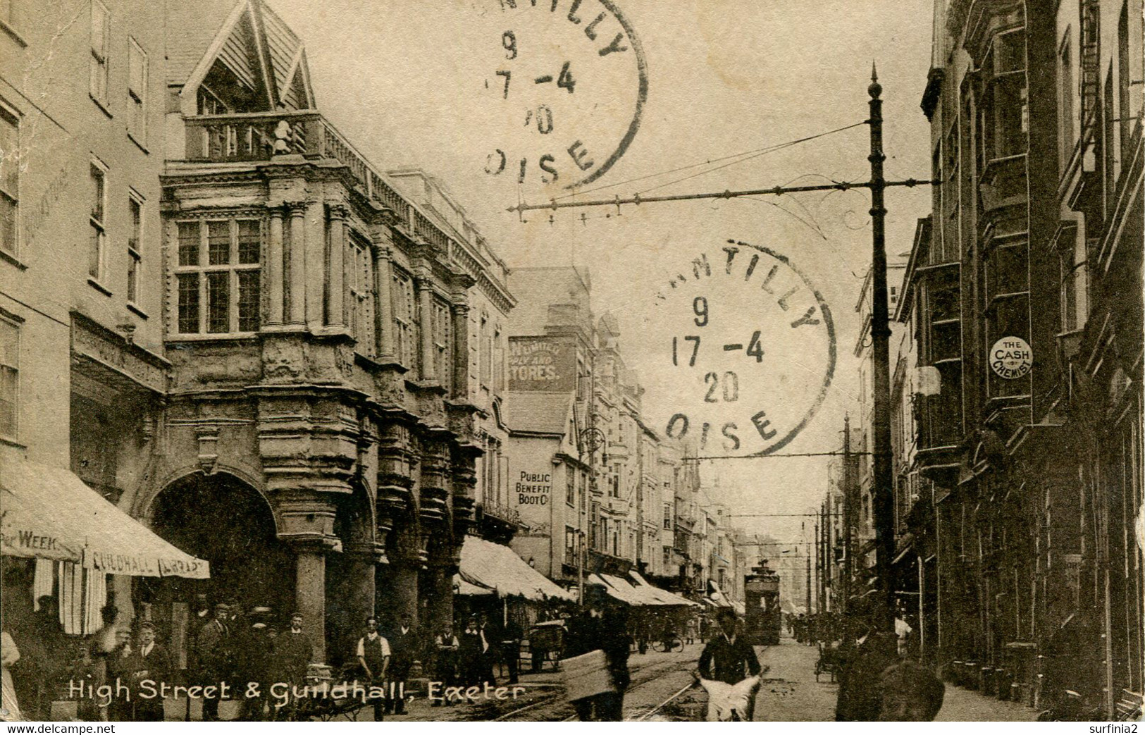 DEVON D-M - EXETER - HIGH STREET AND GUILDHALL 1920 Dv1381 - Exeter