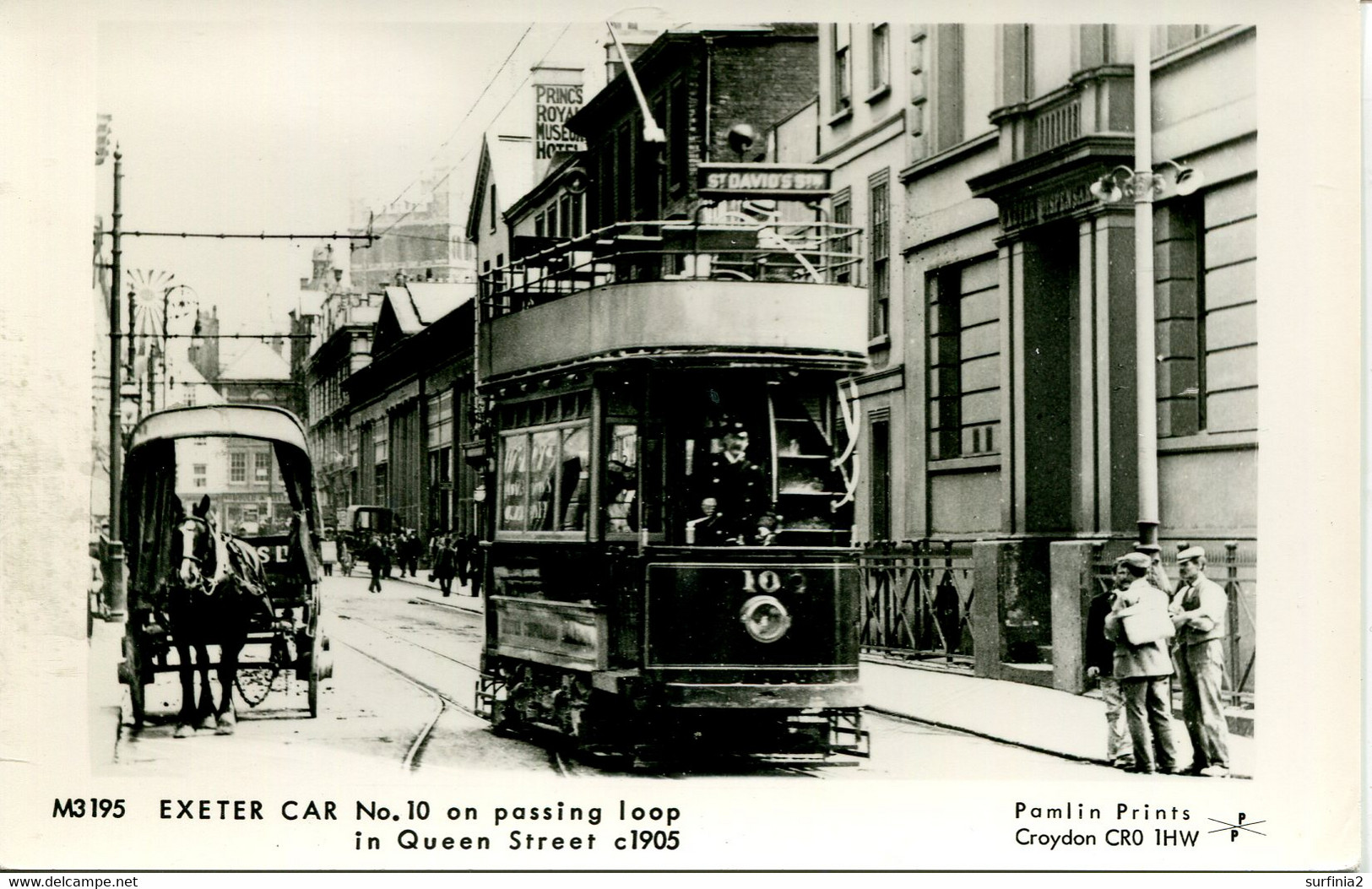 DEVON D-M - EXETER - No 10 (TRAM) ON PASSING LOOP IN QUEEN STREET RP - PAMLIN REPRO Dv1447 - Exeter