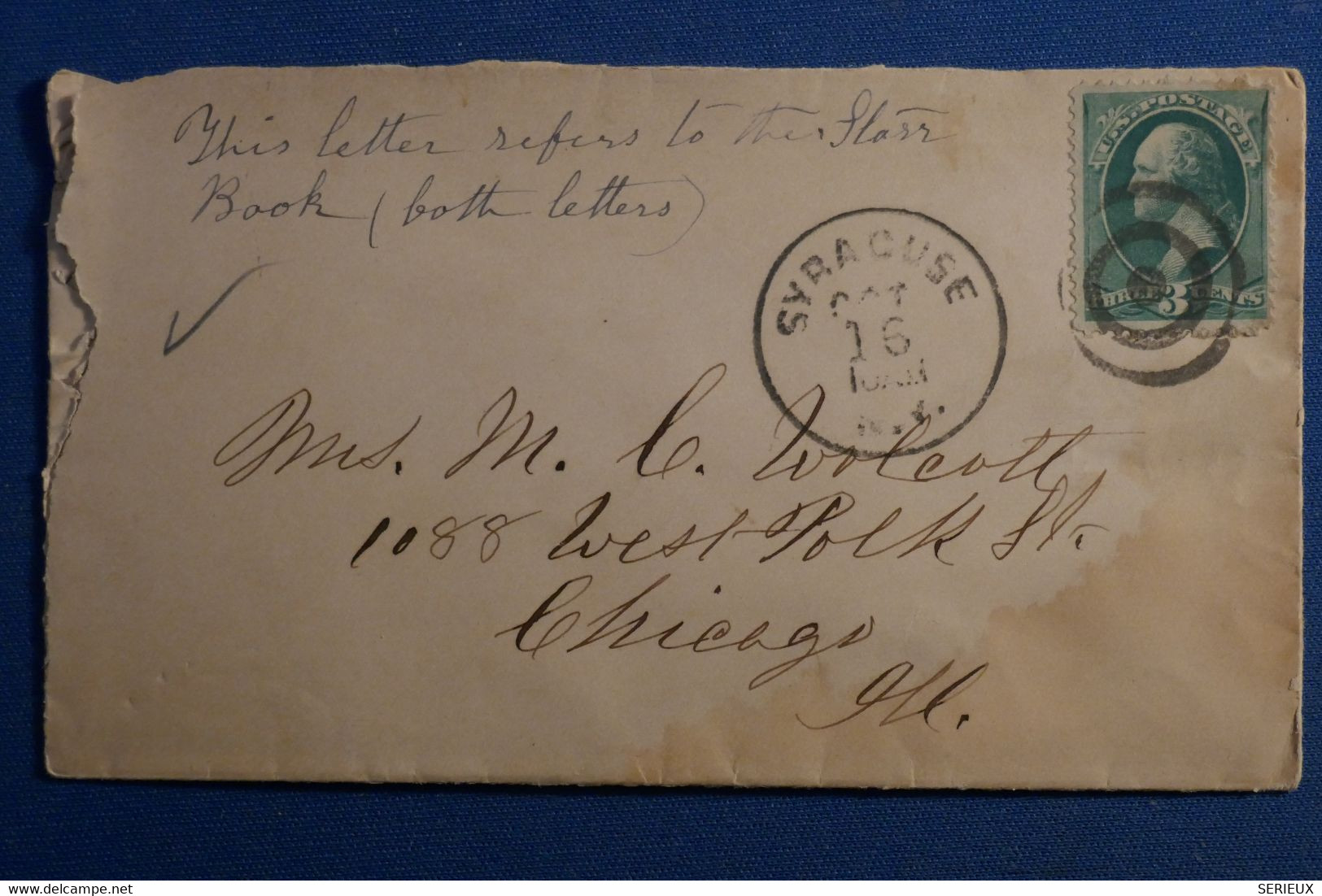 AQ11 ETATS UNIS  BELLE LETTRE  1900  SYRACUSE  POUR CHICAGO ++AFFRANCH.INTERESSANT - Brieven En Documenten