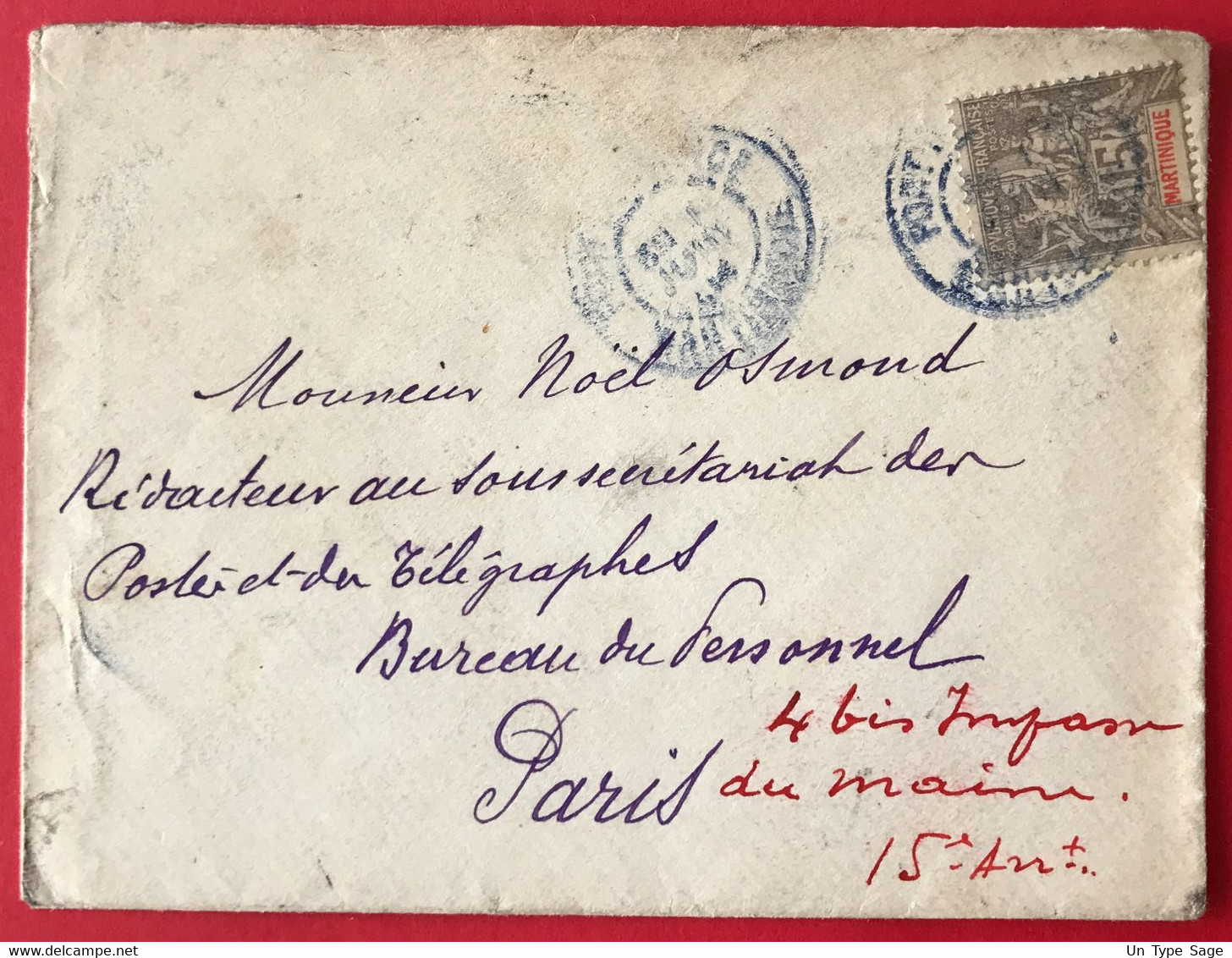 Martinique N°46 Sur Enveloppe TAD (bleu) FORT DE FRANCE 1.6.1904 - (A320) - Covers & Documents