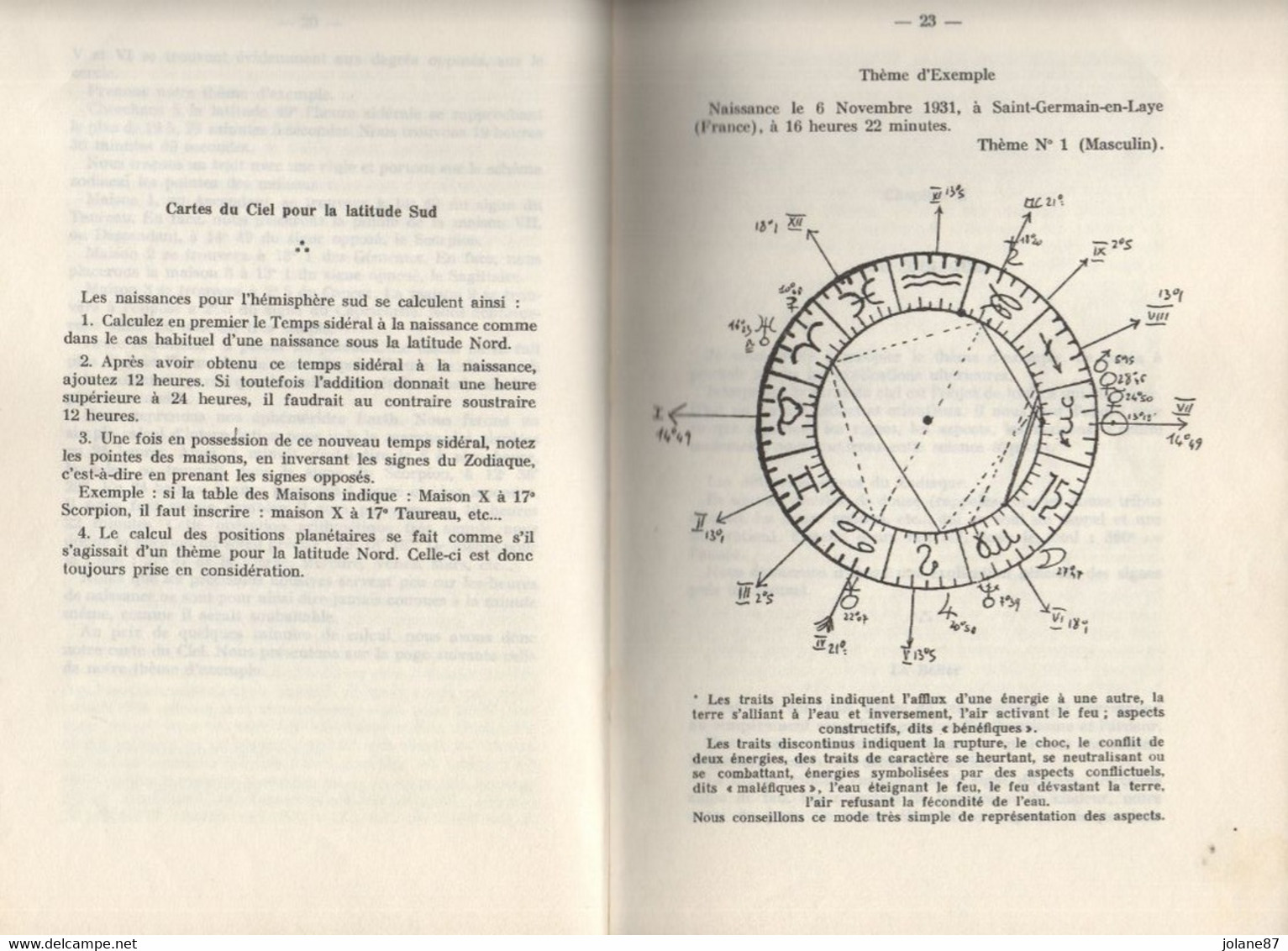 LIVRE  MANUEL COMPLET D ASTROLOGIE SCIENTIFIQUE & TRADITIONNELLE  AVEC 25 CARTES DU CIEL   HADES 1967