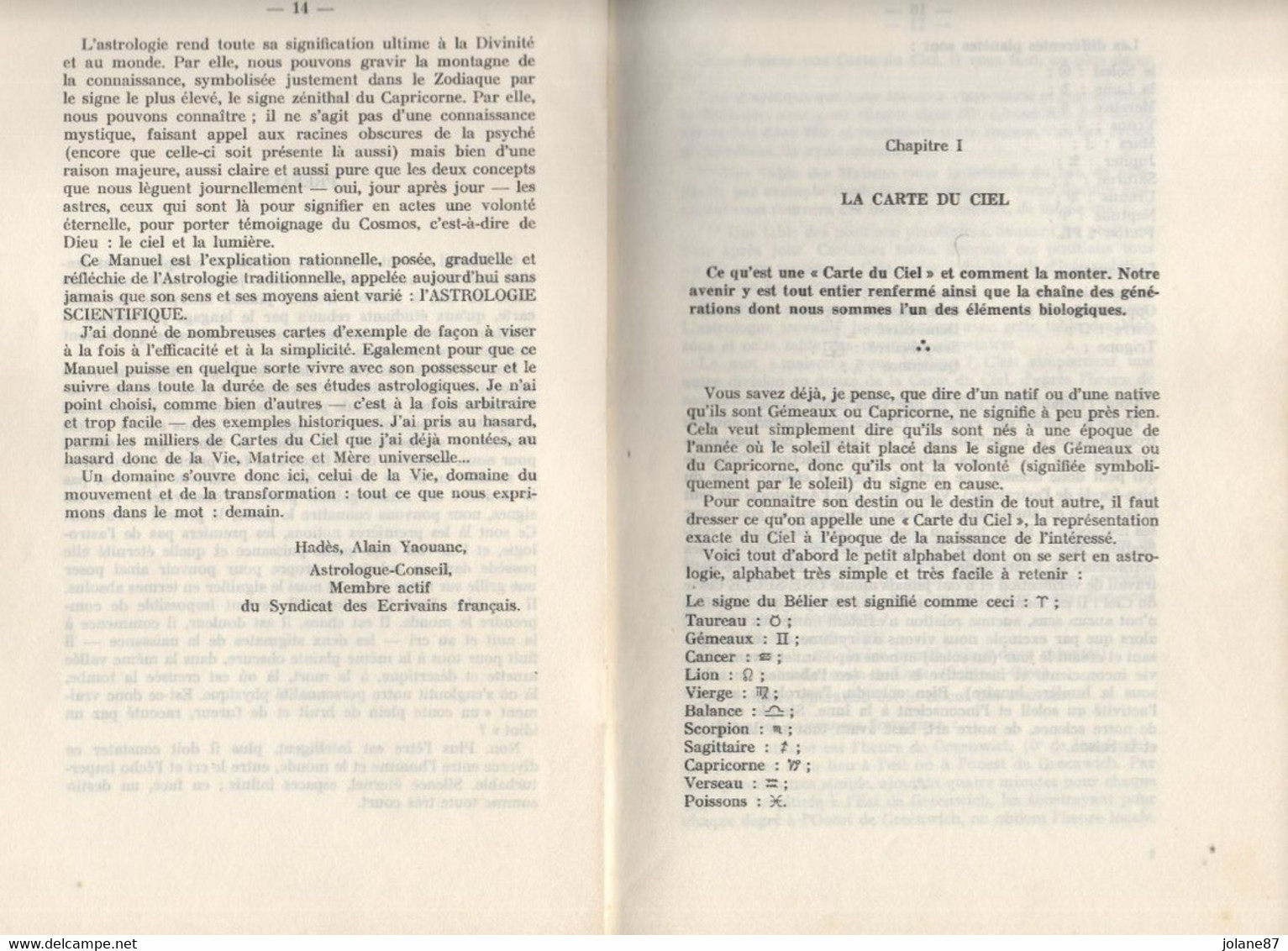 LIVRE  MANUEL COMPLET D ASTROLOGIE SCIENTIFIQUE & TRADITIONNELLE  AVEC 25 CARTES DU CIEL   HADES 1967