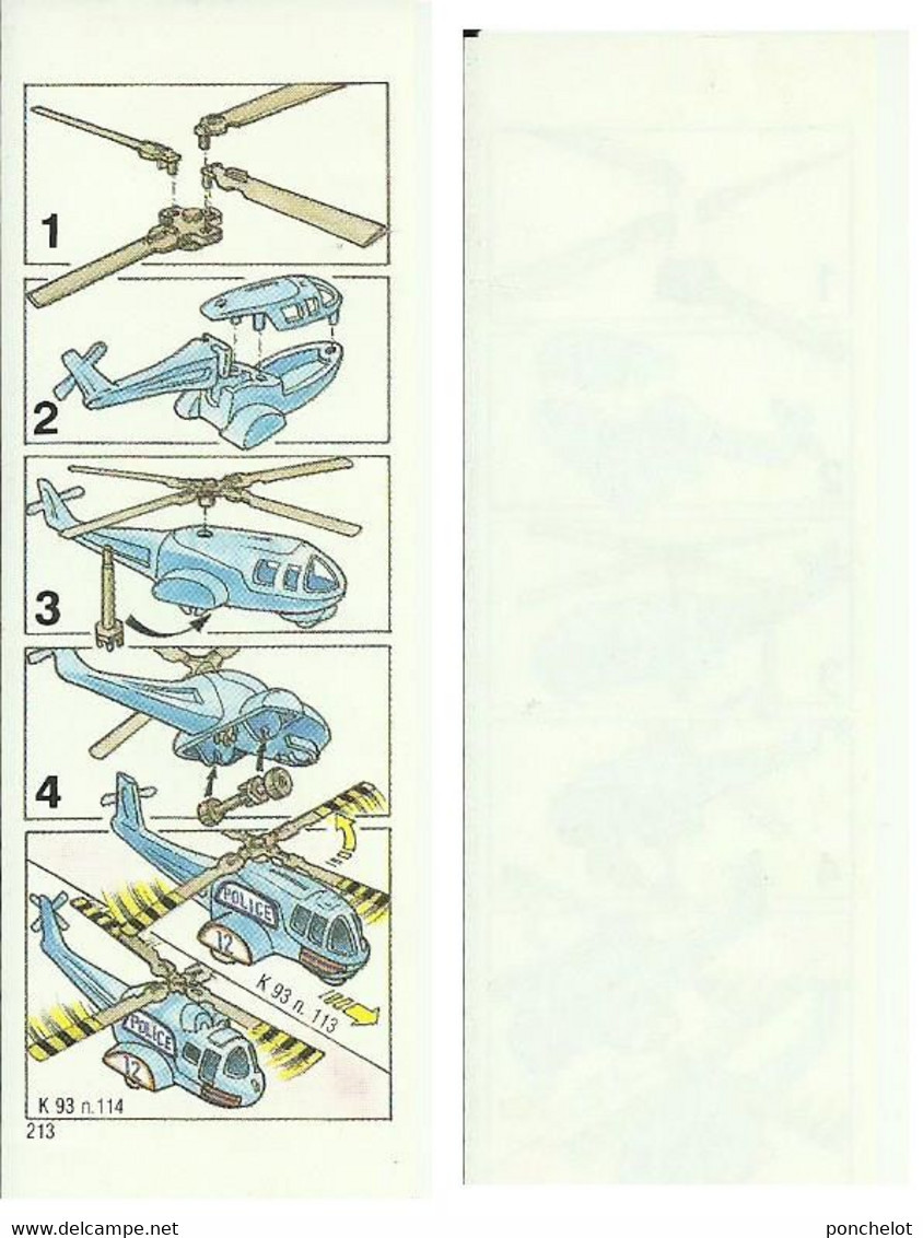 KINDER EU 1992 K93 113-114 HELIKOPTER GIODI BPZ - Istruzioni