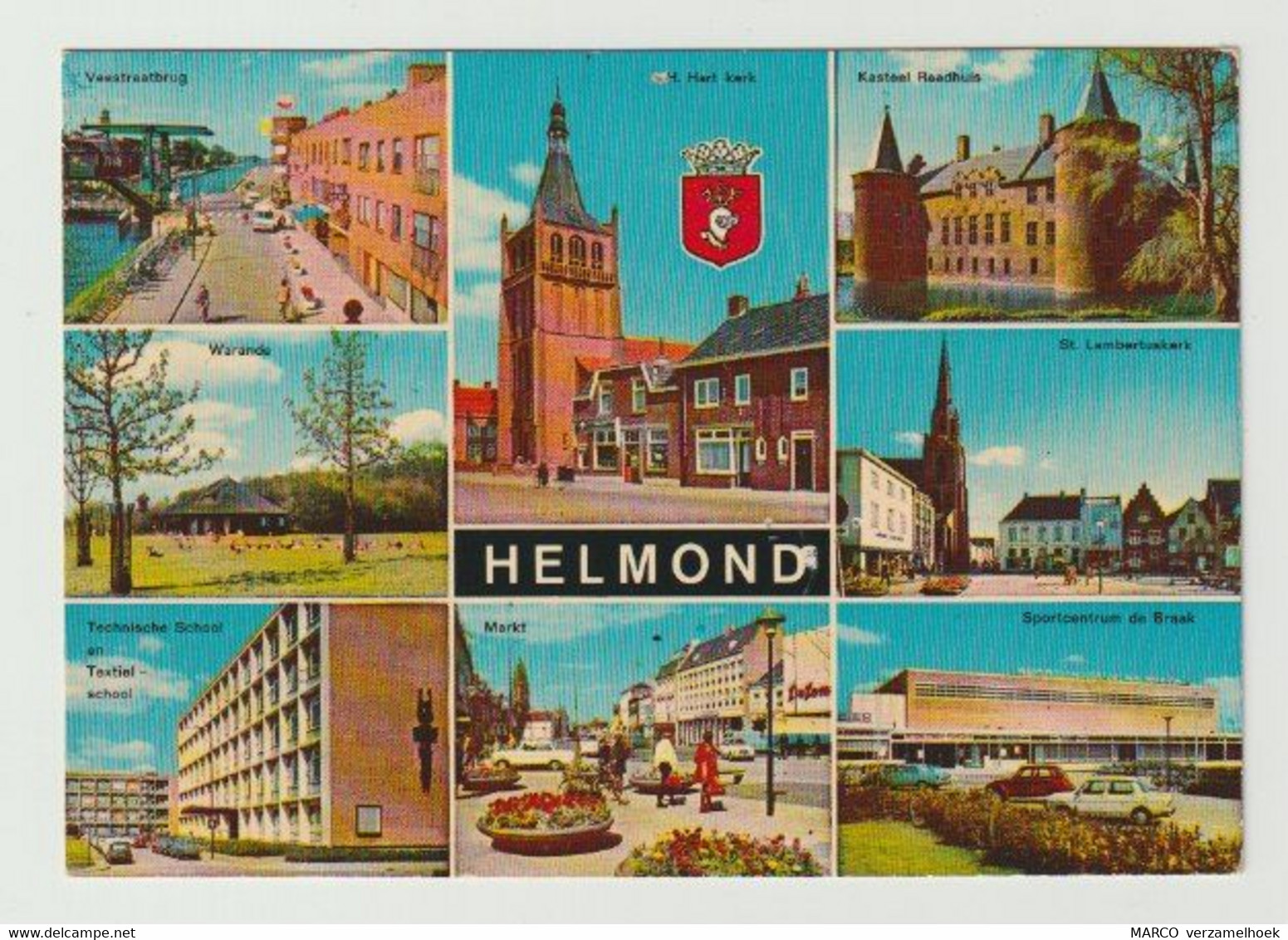 Postcard-ansichtkaart: Kasteel-de Braak-kerk-veestraatbrug Helmond (NL) - Helmond