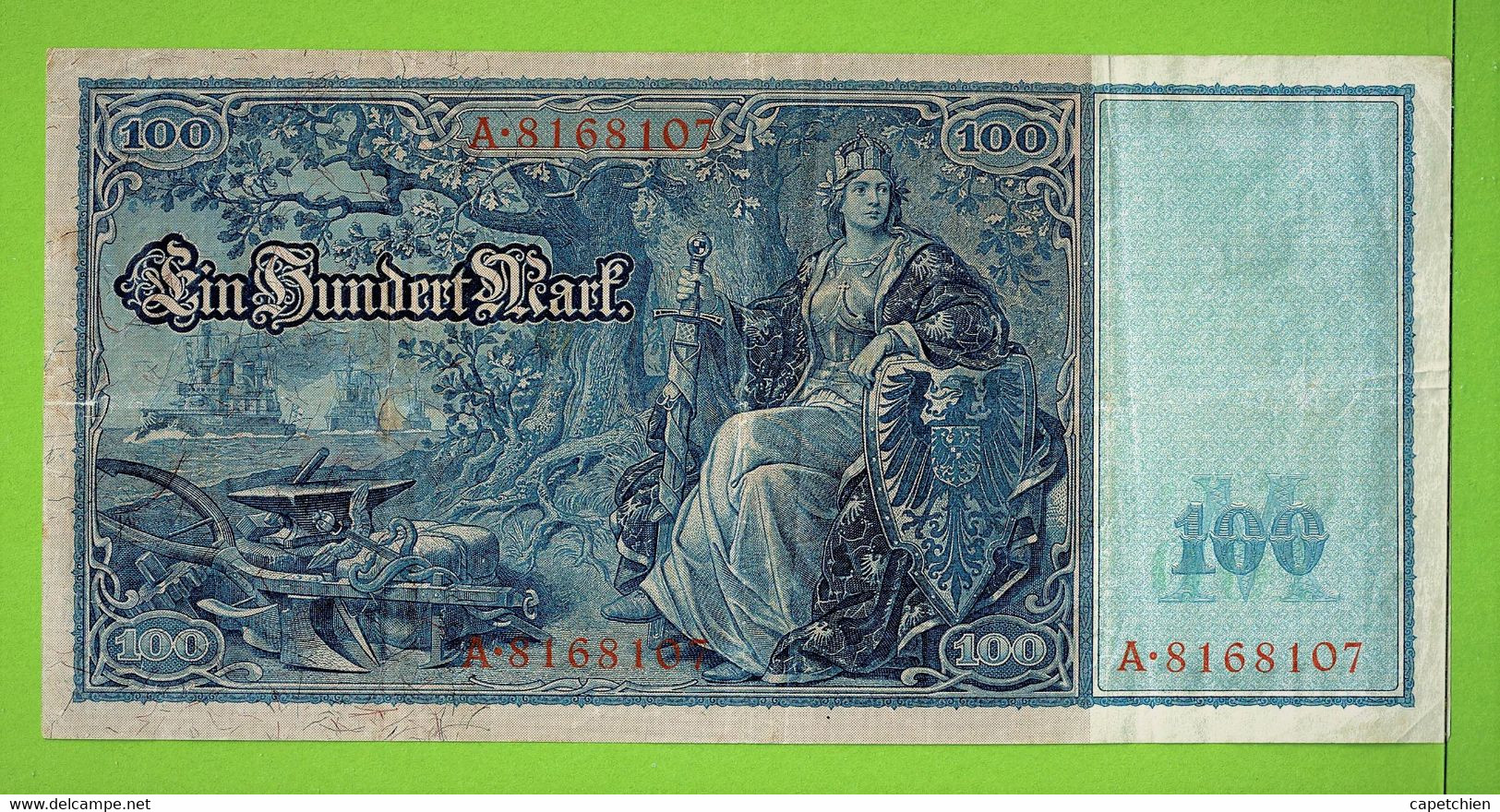 ALLEMAGNE  / EIN HUNDERT MARK / 100 MARK / 21 AVRIL 1910 / 207 X 101 Mm - 100 Mark