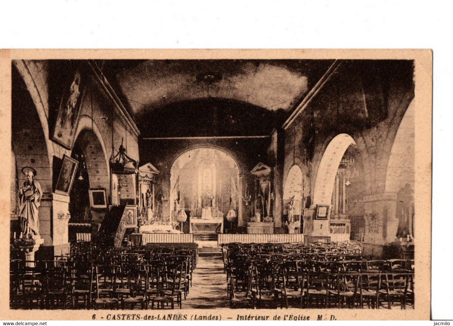 N°8. - CASTETS-des-LANDES (Landes).  Intérieur De L'Eglise .   RARE. TBE.  Voir SCANS Recto-verso - Castets