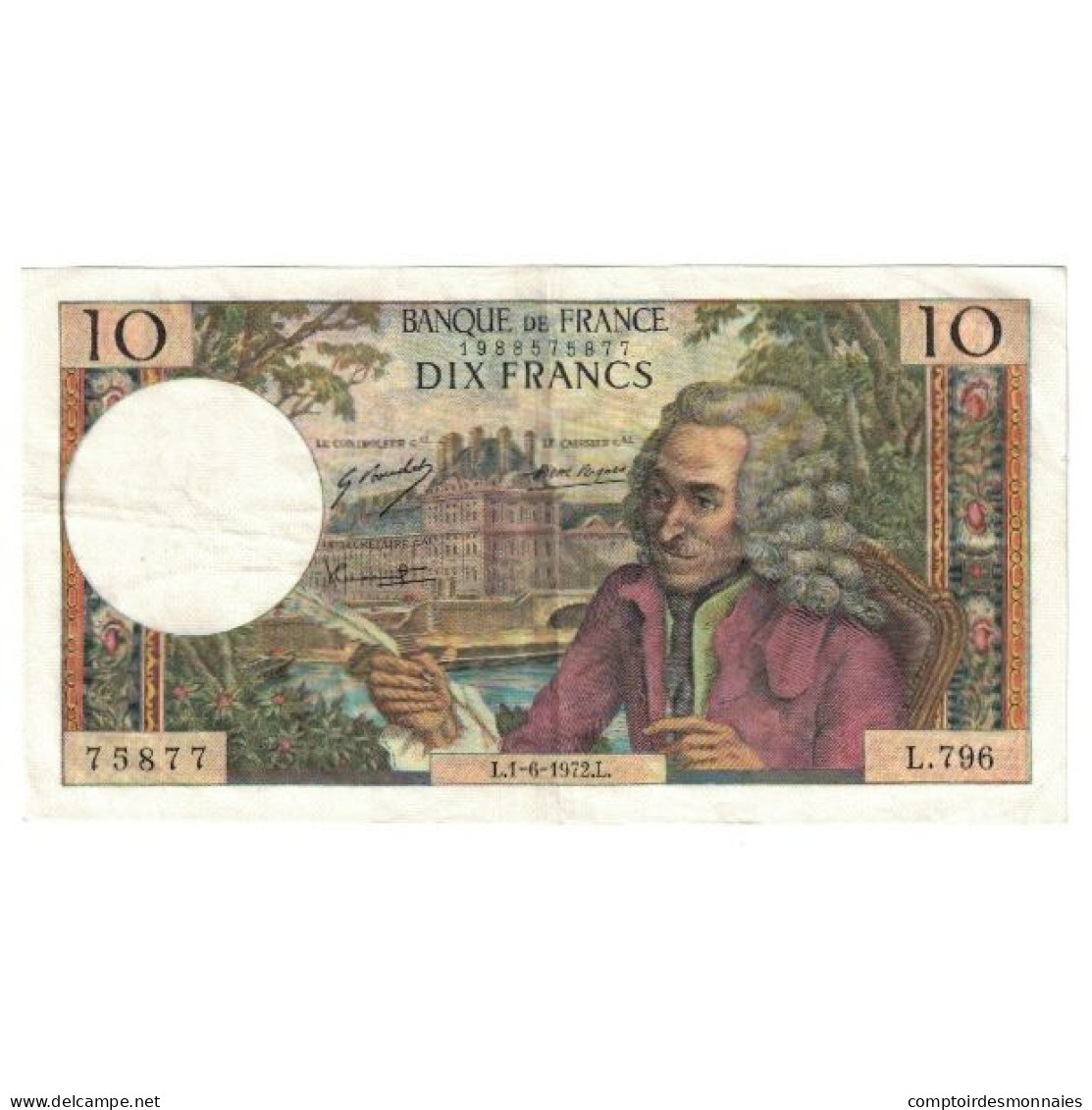 France, 10 Francs, Voltaire, 1972, L.796, TTB, Fayette:62.57, KM:147d - 10 F 1963-1973 ''Voltaire''