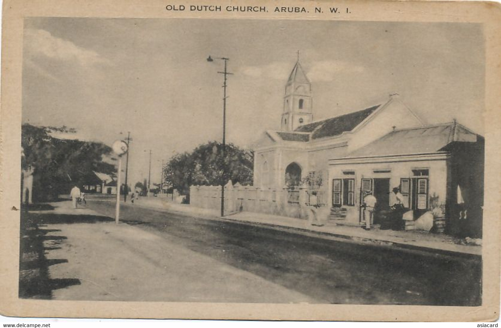 Aruba D.W.I. Old Church  Written Aruba 1946 Vertical Crease - Aruba