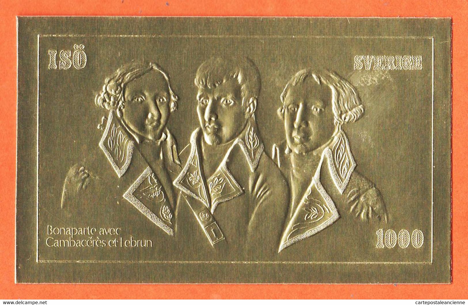 JEU175 ♥️ Rare NON-DENTELE Timbre Relief OR BONAPARTE-CAMBACERES-LEBRUN 1000 Kronor ISÖ Sverige GOLD Stamp MNH ** - Napoleón