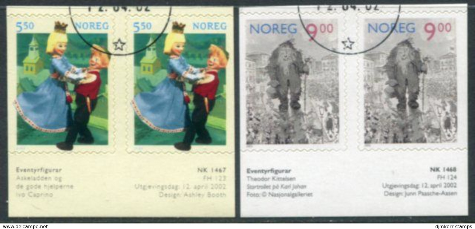 NORWAY 2002 Fairy Tales Characters In Pairs Used.  Michel 1432-33 Dl-Dr - Gebruikt