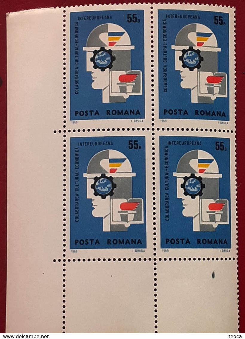 Errors Romania 1969 Printed With Cerc BF X4 Mnh, INTEREUROPA - Abarten Und Kuriositäten