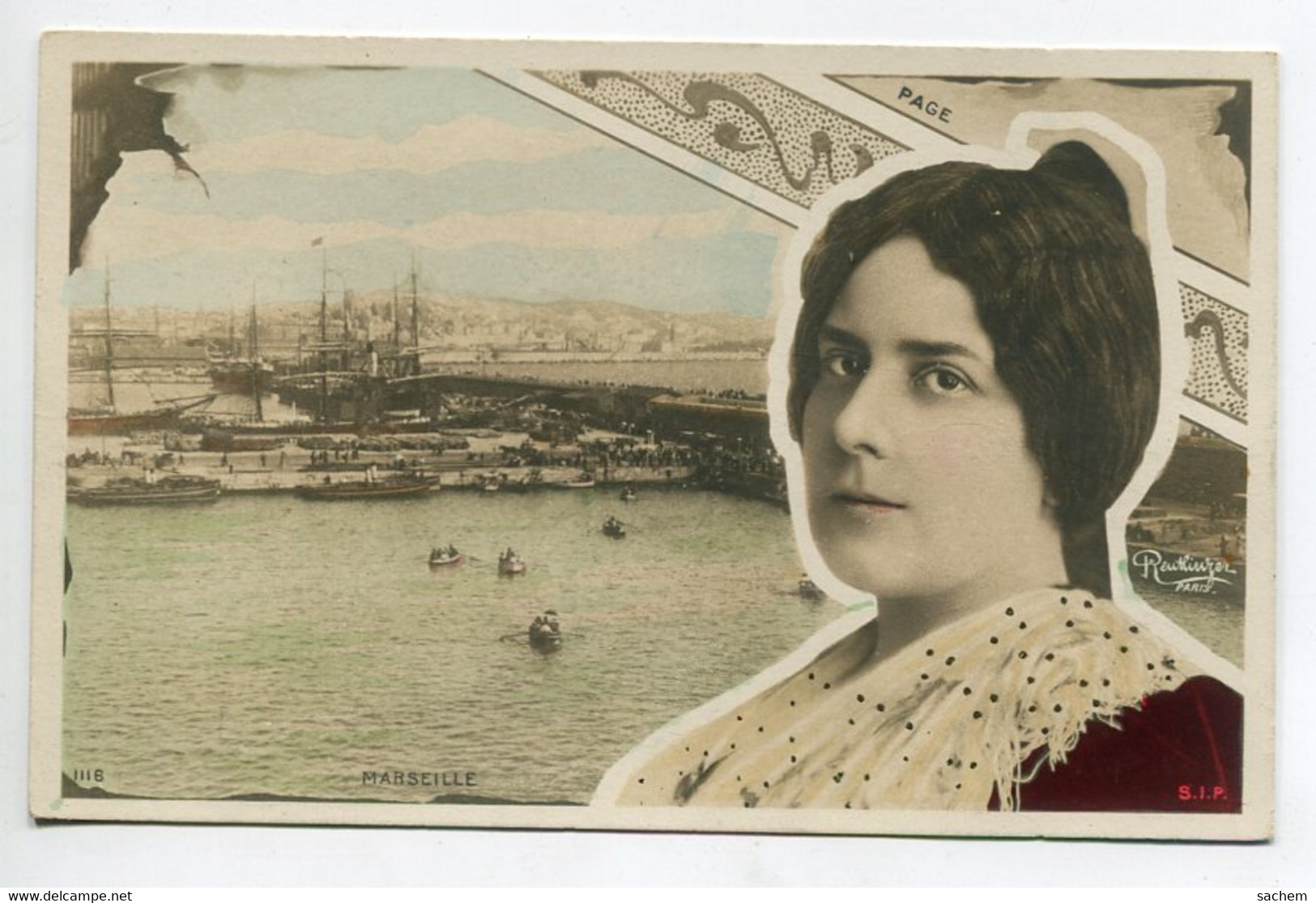 13 MARSEILLE Port Visage De Femme Page Art Nouveau 1900 Reutlinger    / DEP 2015 - Vieux Port, Saint Victor, Le Panier