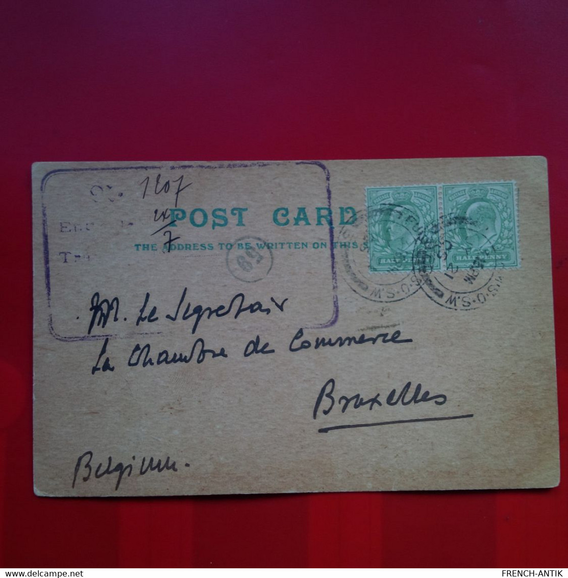 ENTIER LONDON P.INFANTE FULHAM ROAD POUR BRUXELLES - Lettres & Documents